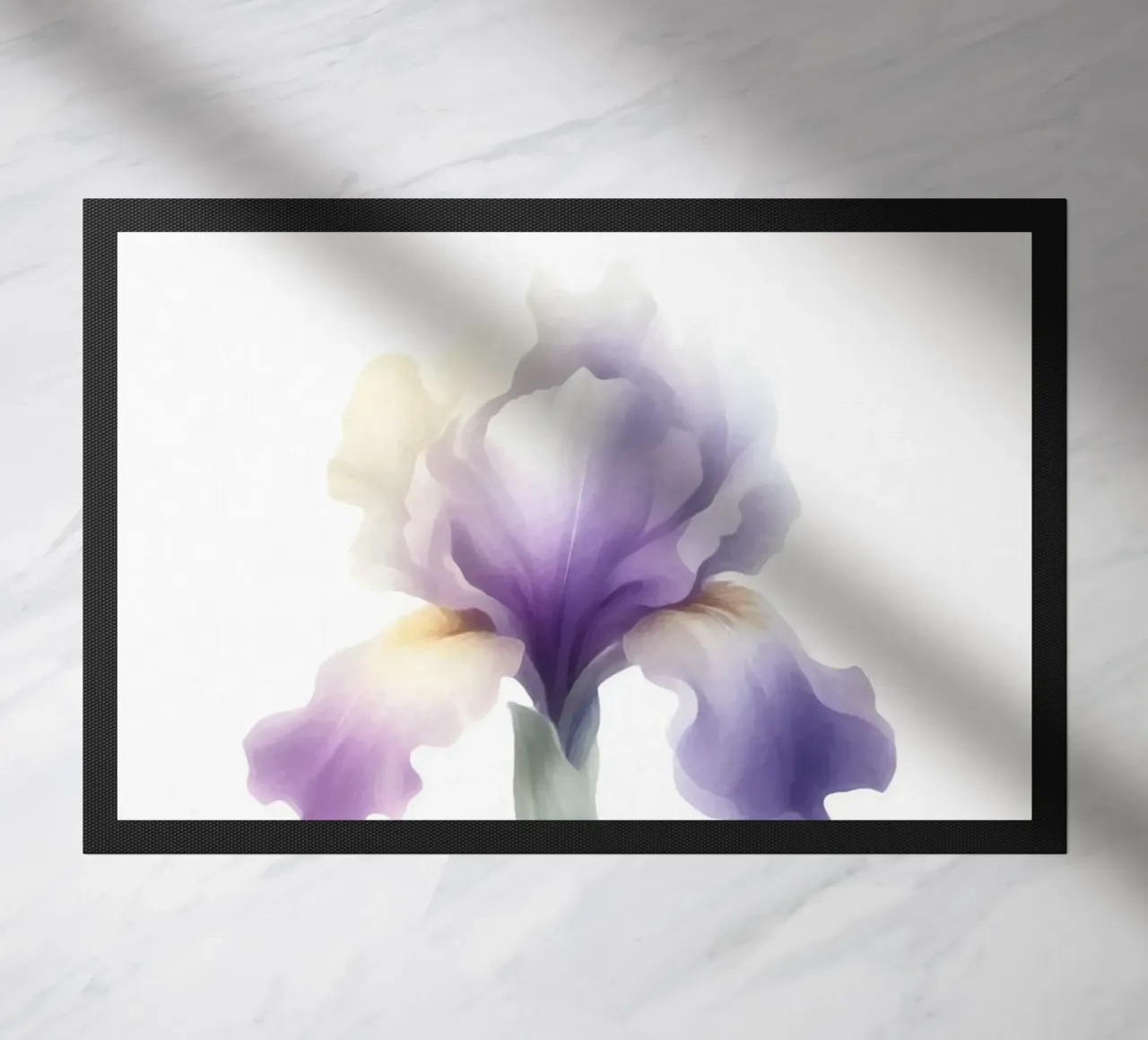 Illustrazione acquerello minimalista di un fiore di iris zerbino da Bloom And Brush