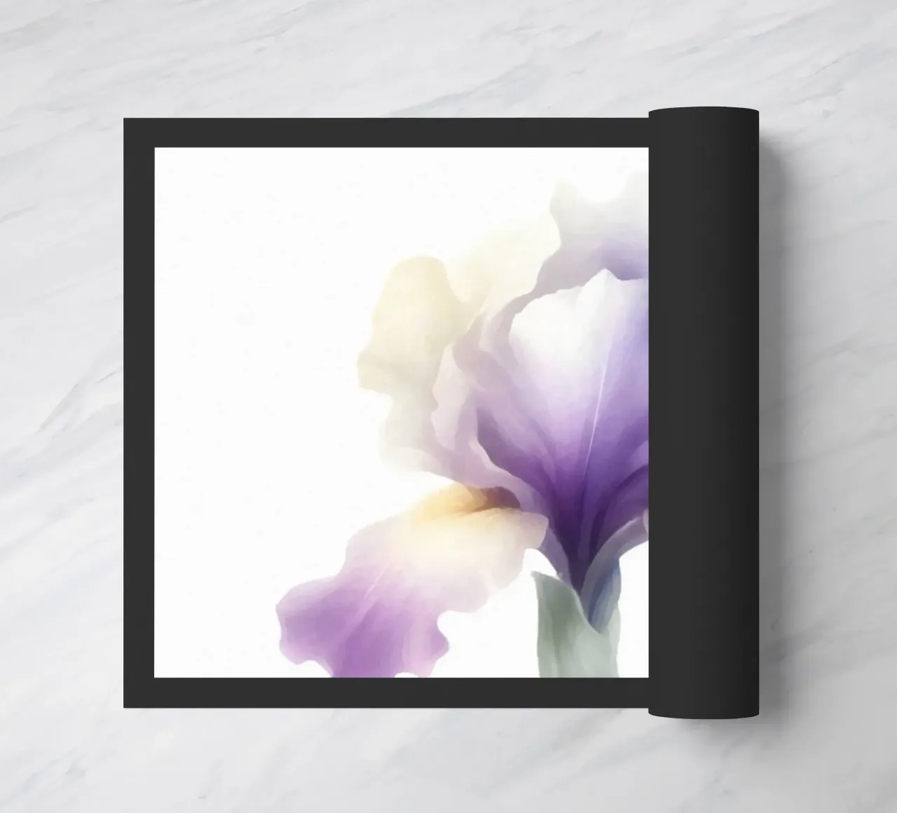 Illustrazione acquerello minimalista di un fiore di iris zerbino da Bloom And Brush