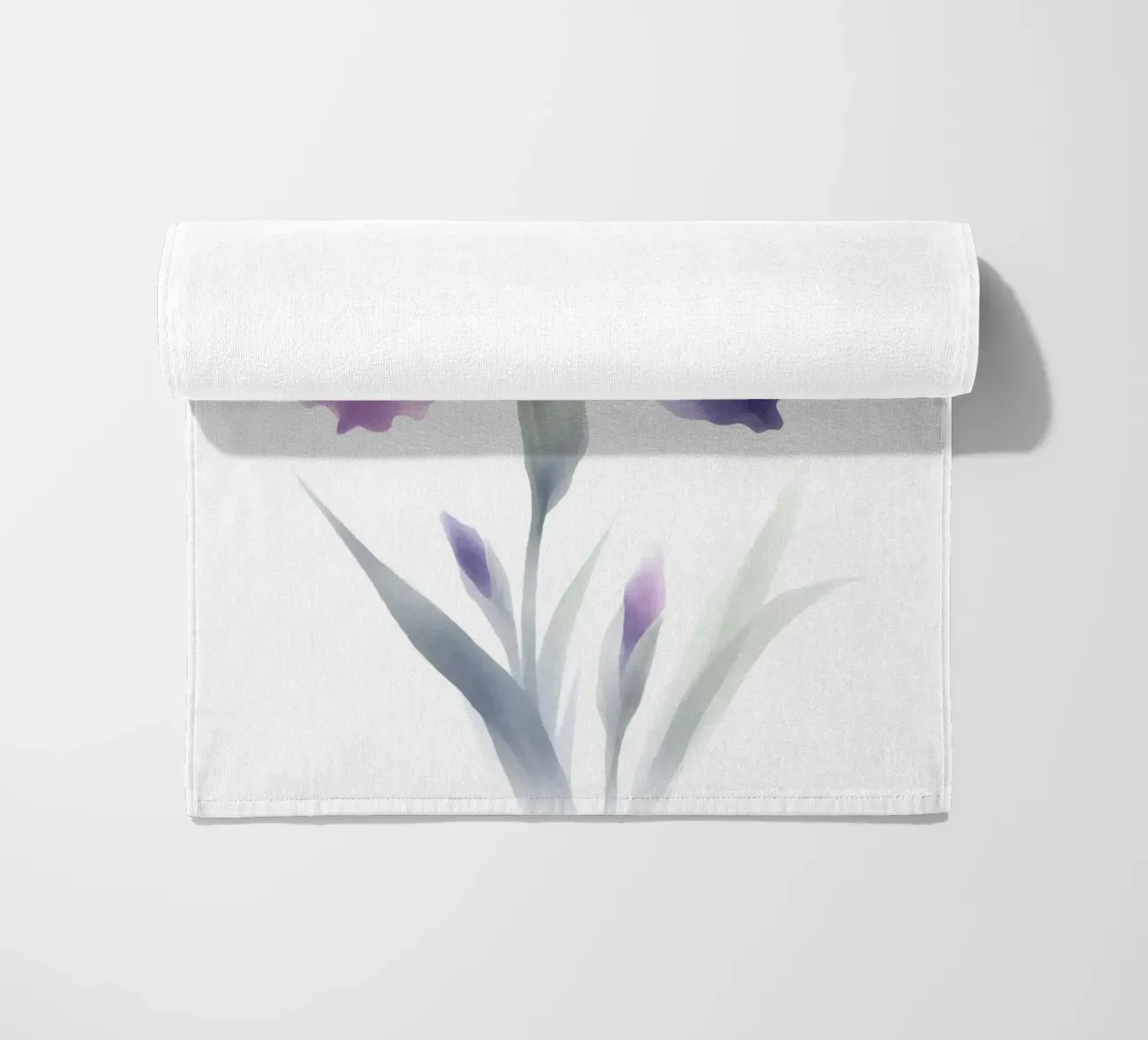 Illustrazione acquerello minimalista di un fiore di iris telo mare da Bloom And Brush