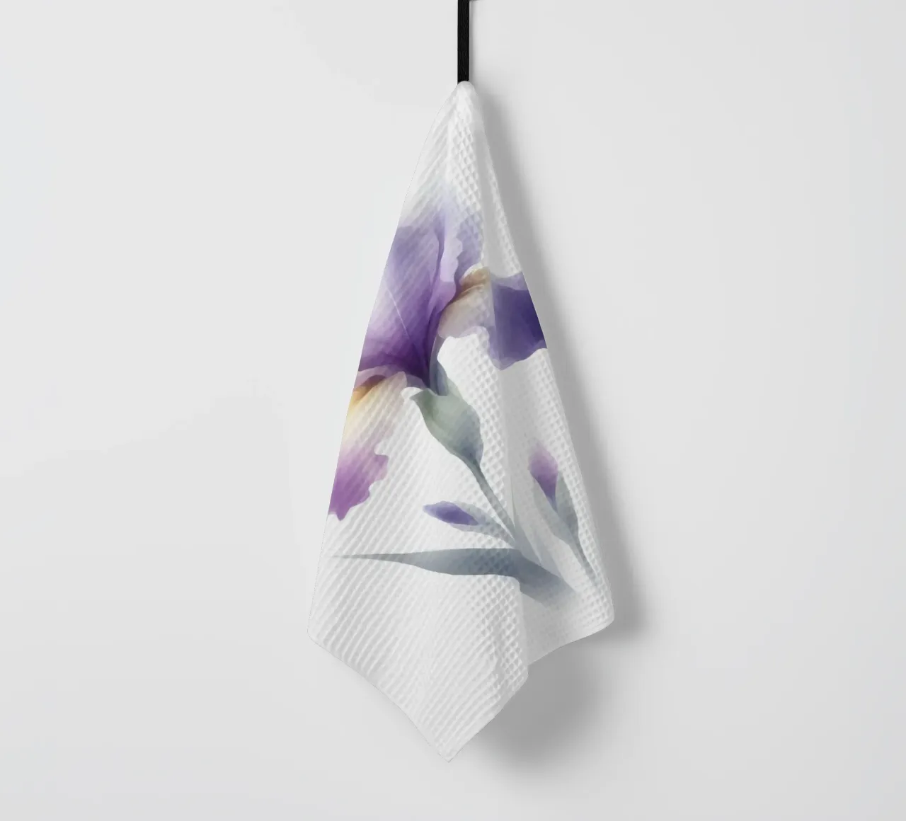 Illustration minimaliste d'une fleur d'iris à l'aquarelle torchon de Bloom And Brush