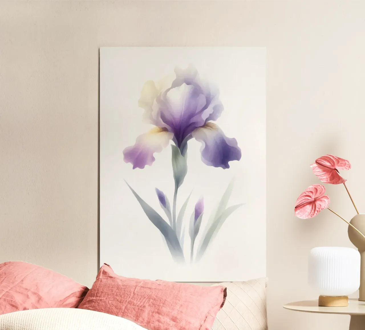 Illustrazione acquerello minimalista di un fiore di iris carta hahnemühle da Bloom And Brush