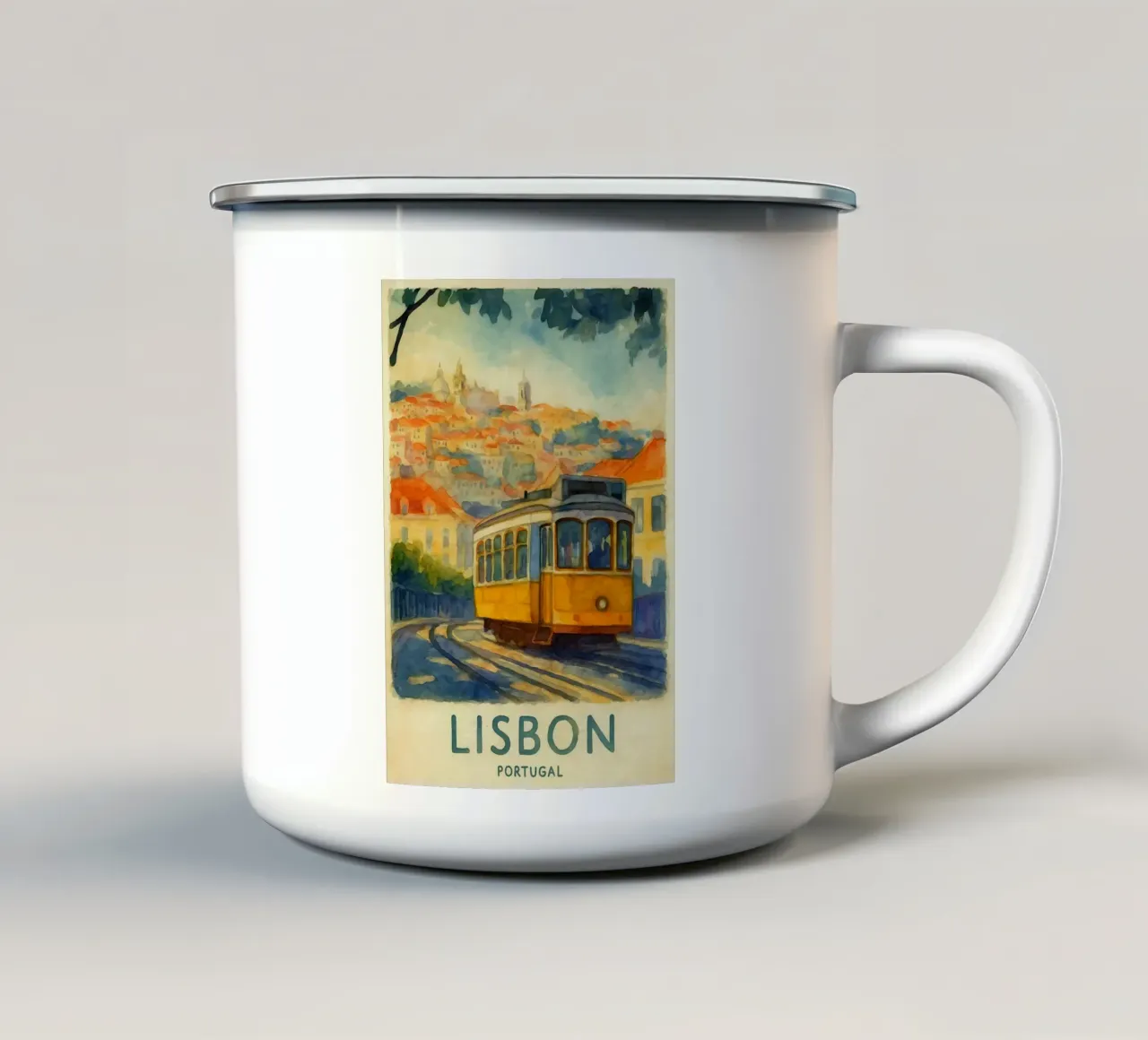 lisbona portogallo pittura acquerello tazza in smalto da lilly