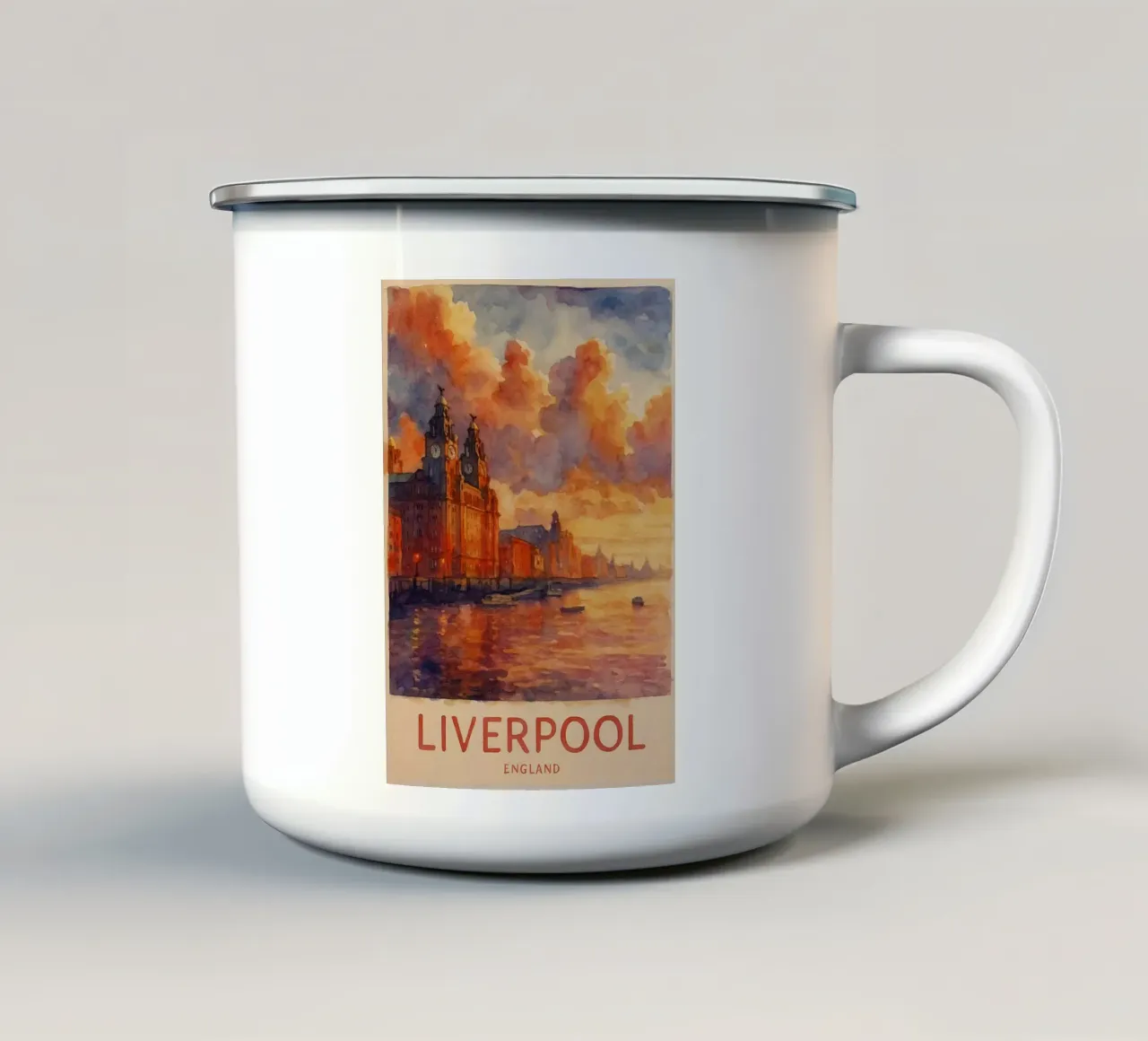 liverpool inghilterra pittura acquerello tazza in smalto da lilly