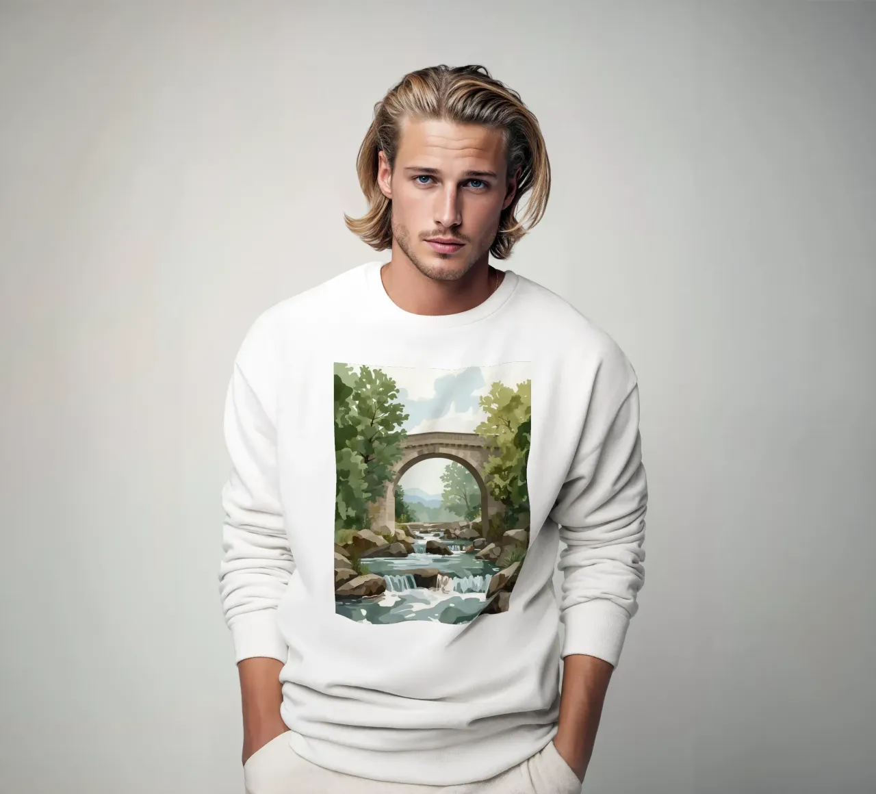 Ponte ad arco in pietra sul fiume Rocky felpa da DesignDoodle