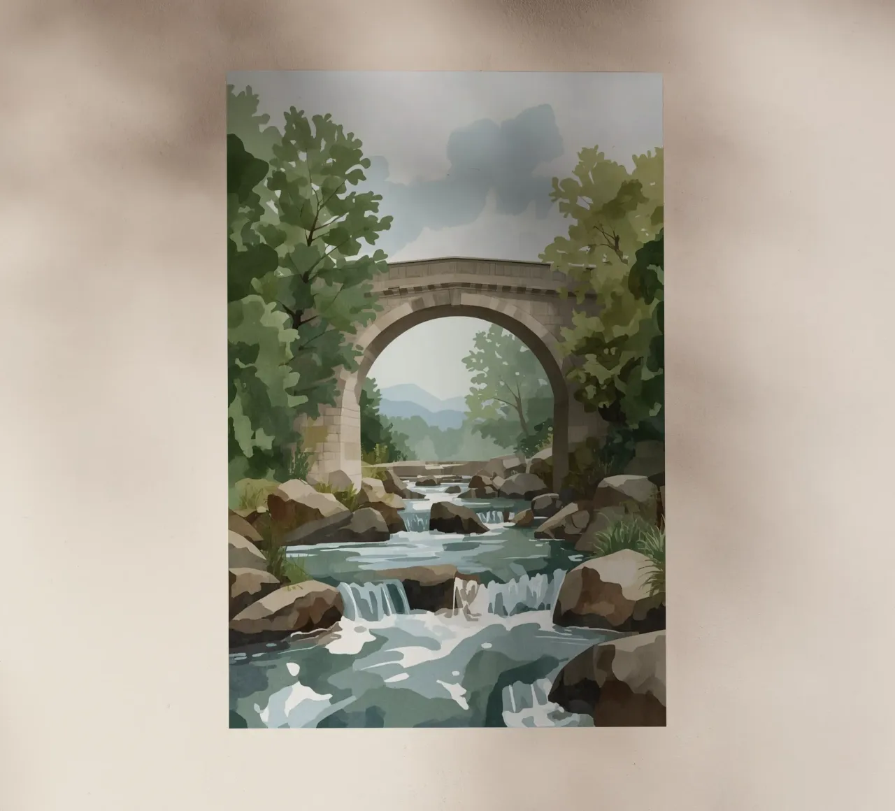 Ponte ad arco in pietra sul fiume Rocky pellicola backlit da DesignDoodle