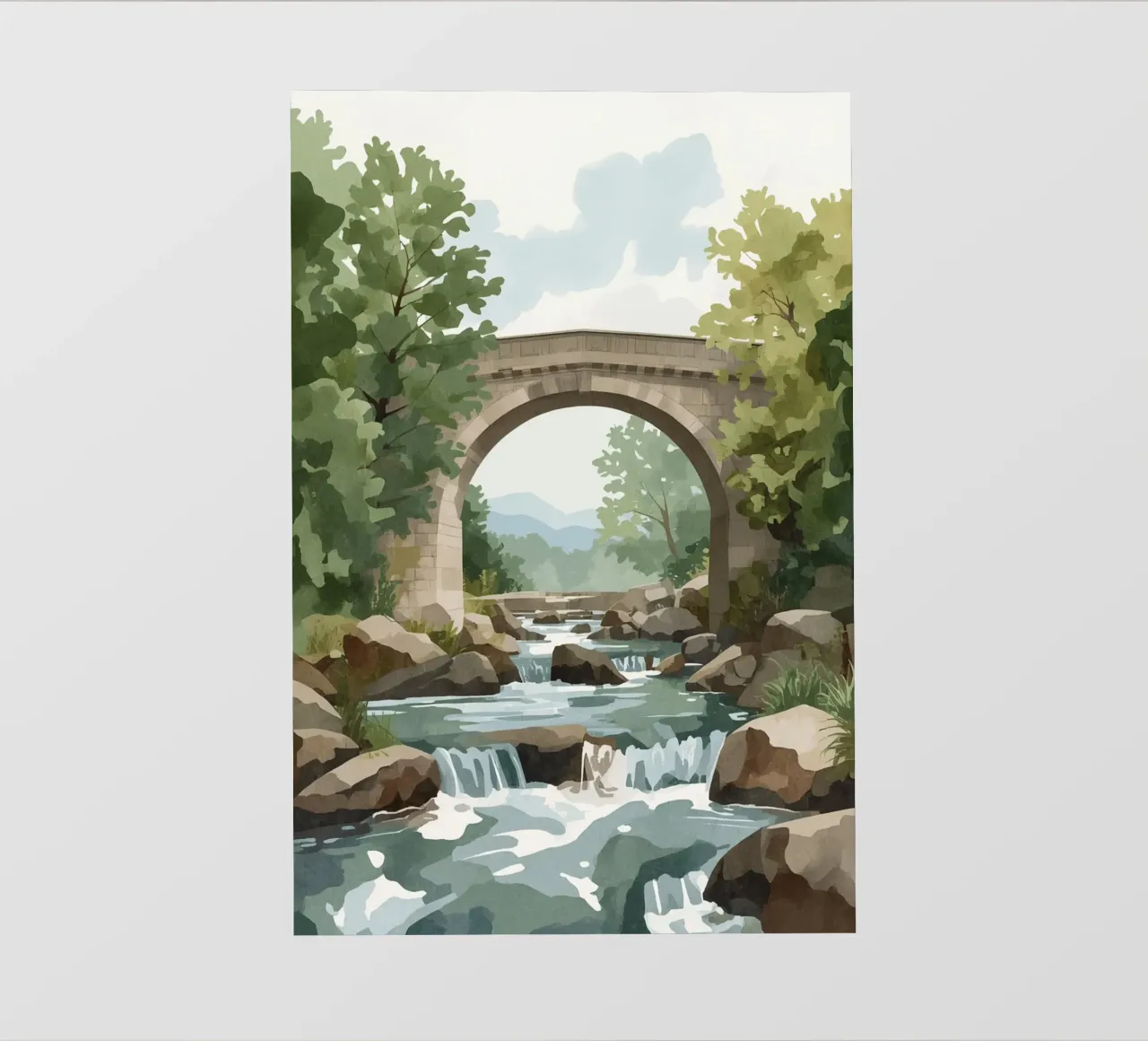 Ponte ad arco in pietra sul fiume Rocky pellicola backlit da DesignDoodle
