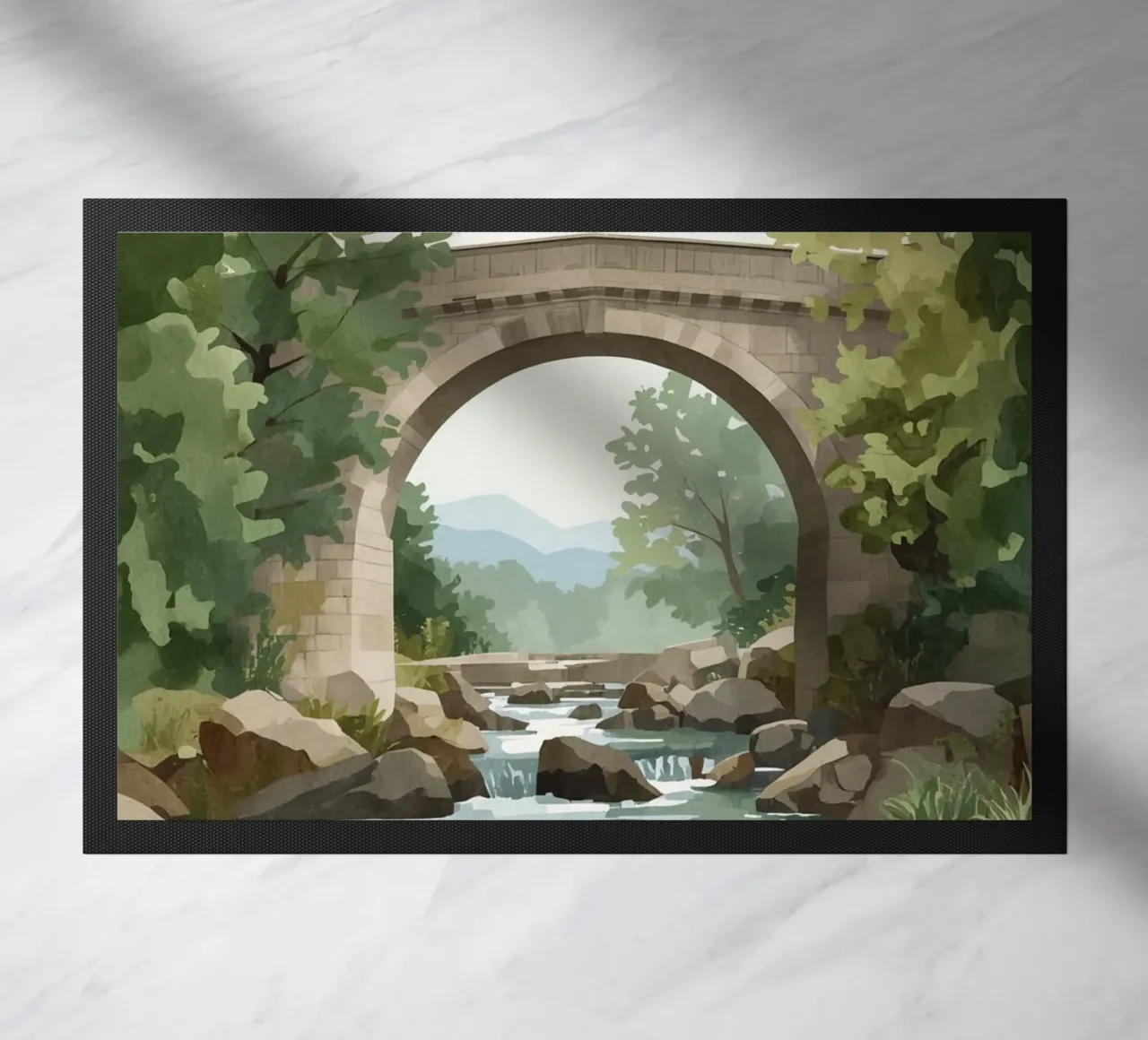 Ponte ad arco in pietra sul fiume Rocky zerbino da DesignDoodle