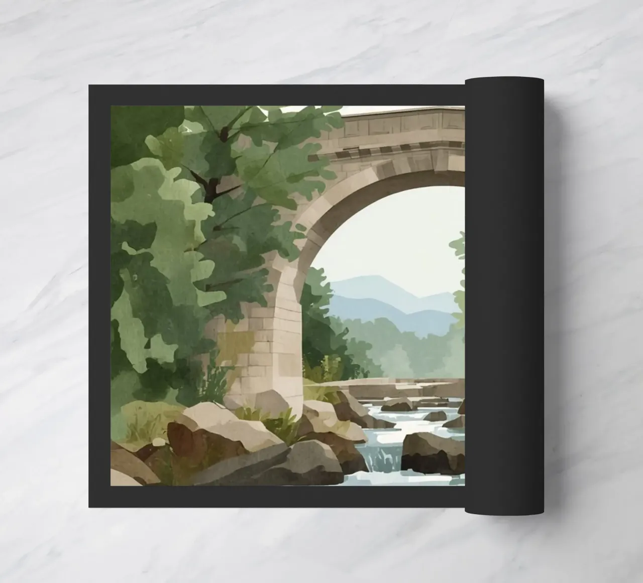 Ponte ad arco in pietra sul fiume Rocky zerbino da DesignDoodle