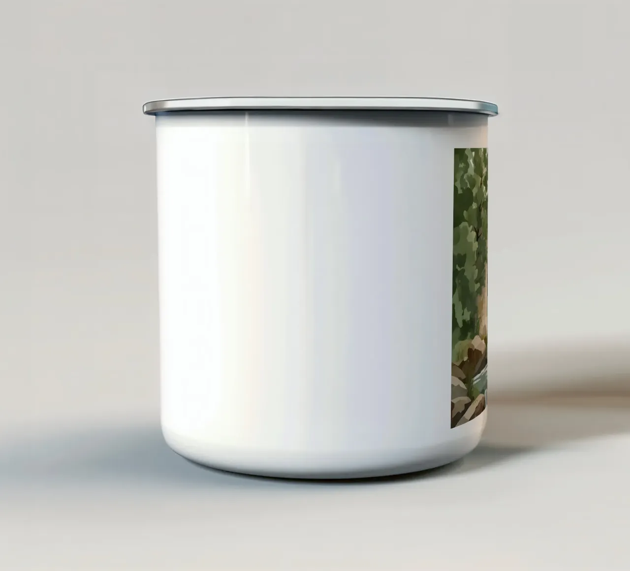 Ponte ad arco in pietra sul fiume Rocky tazza in smalto da DesignDoodle