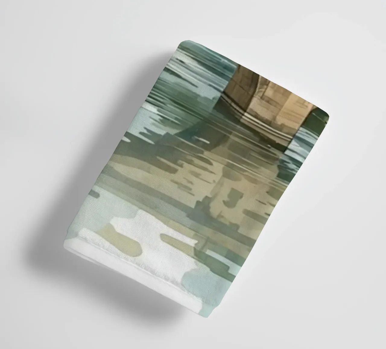 Stone Bridge Over River with Buildings and Trees towel by DesignDoodle