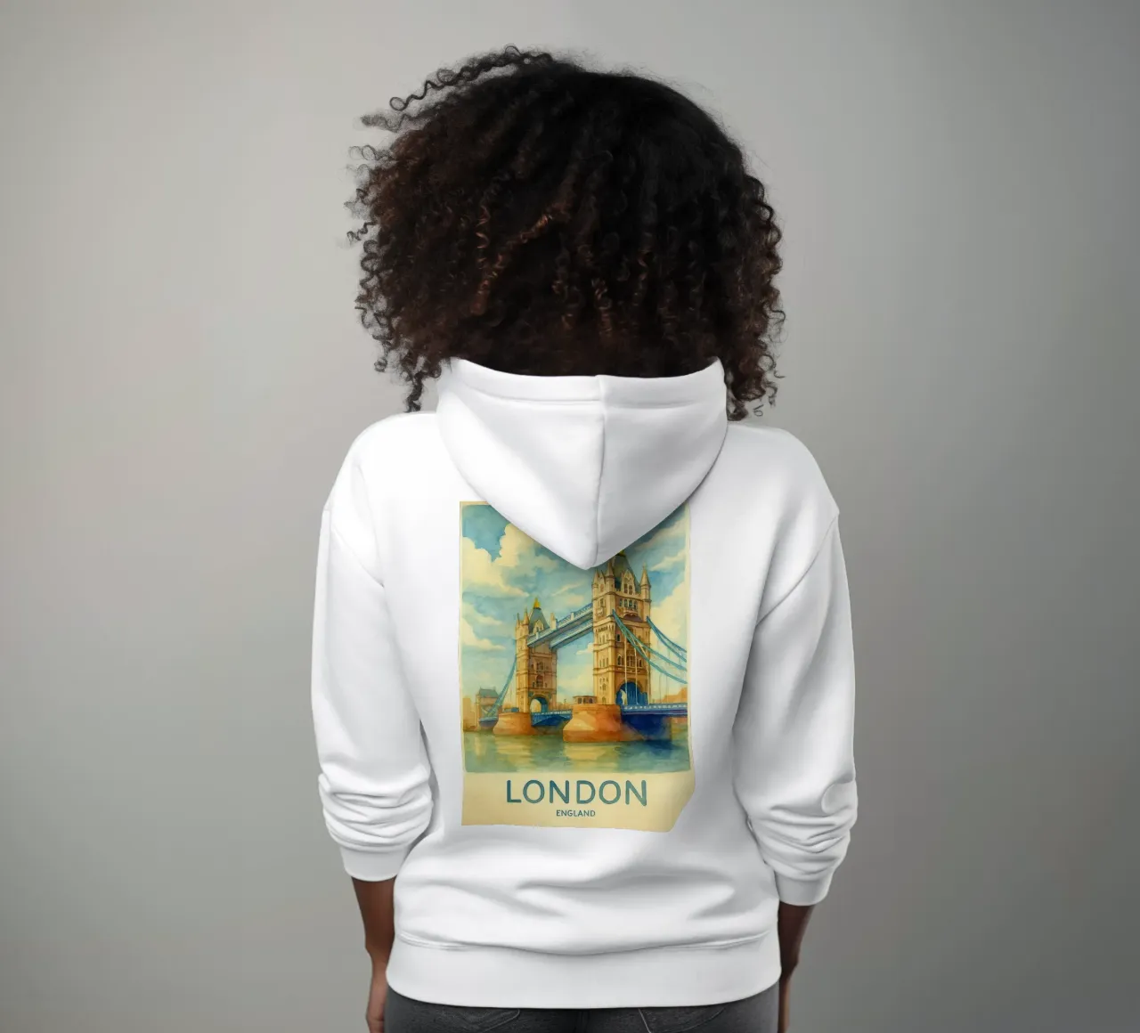 londra inghilterra pittura acquerello felpa con cappuccio da lilly