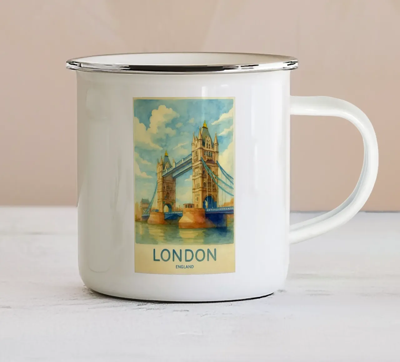 londra inghilterra pittura acquerello tazza in smalto da lilly