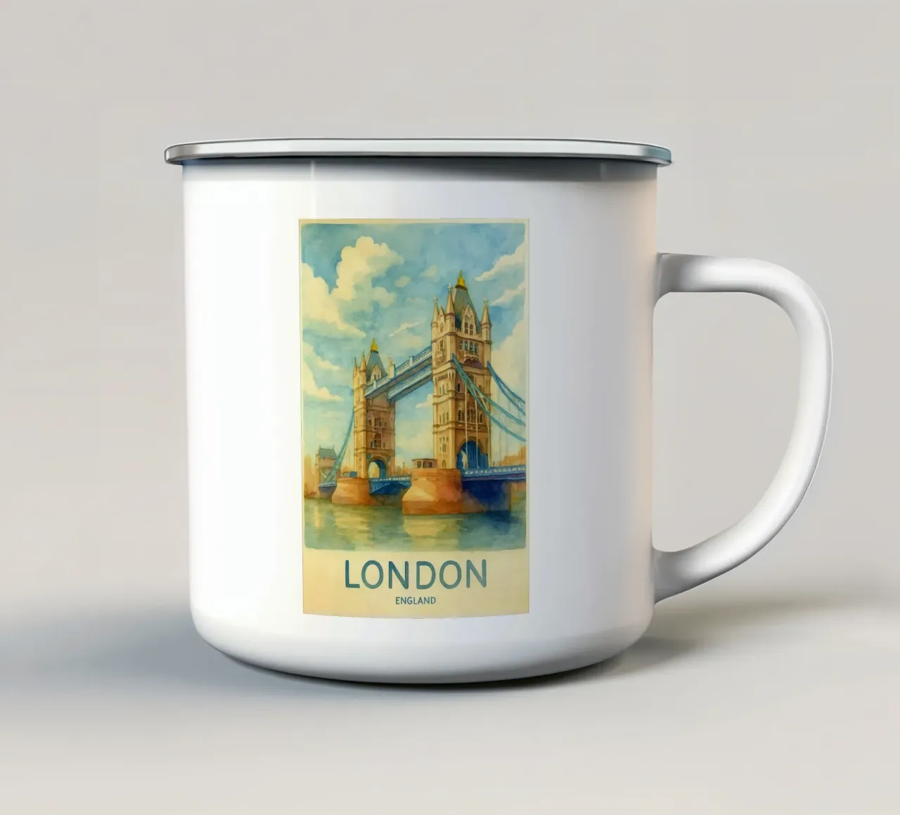 londra inghilterra pittura acquerello tazza in smalto da lilly