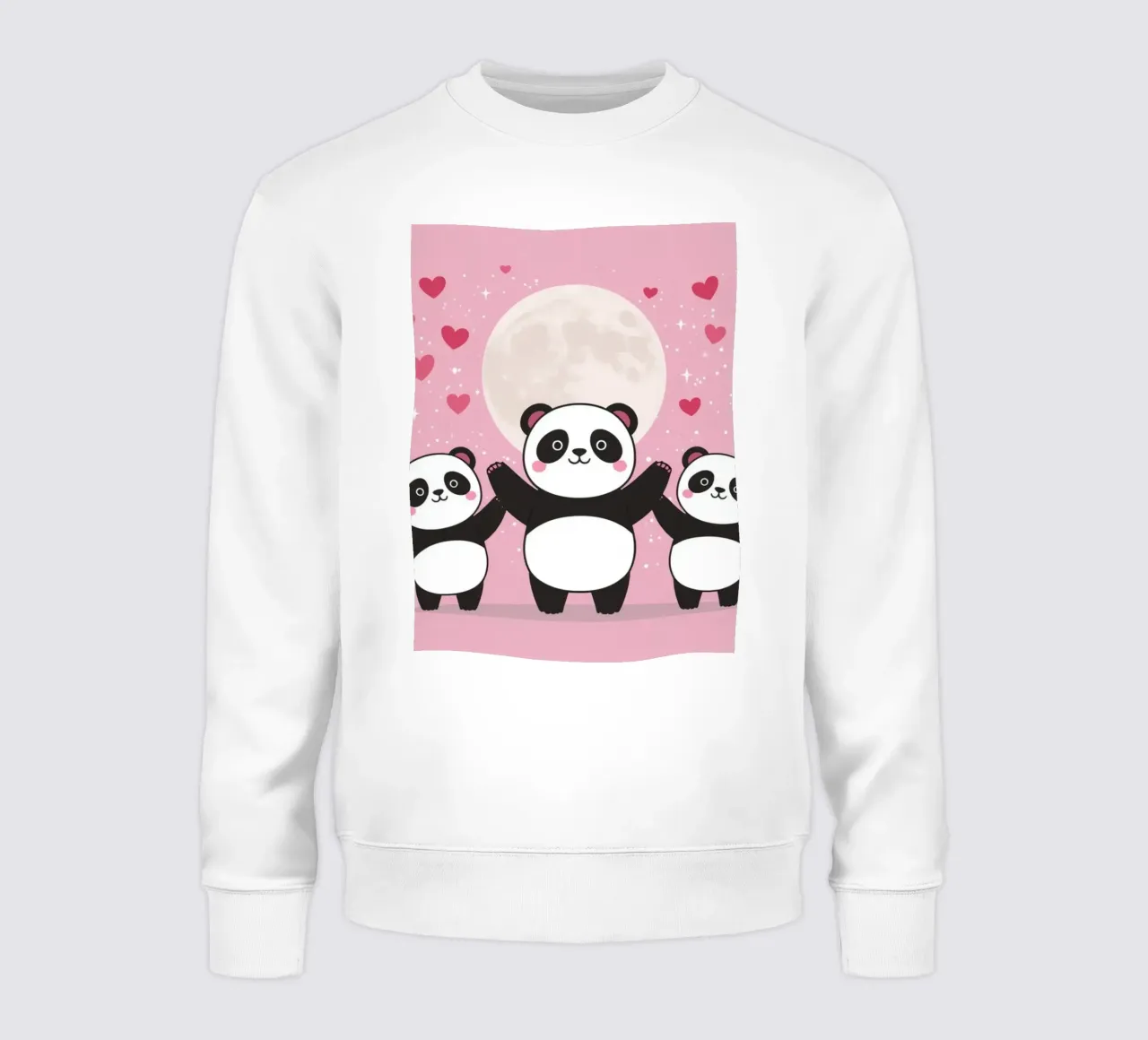 Amour mignon Trois pandas et une lune avec des cœurs sweat de DesignDoodle