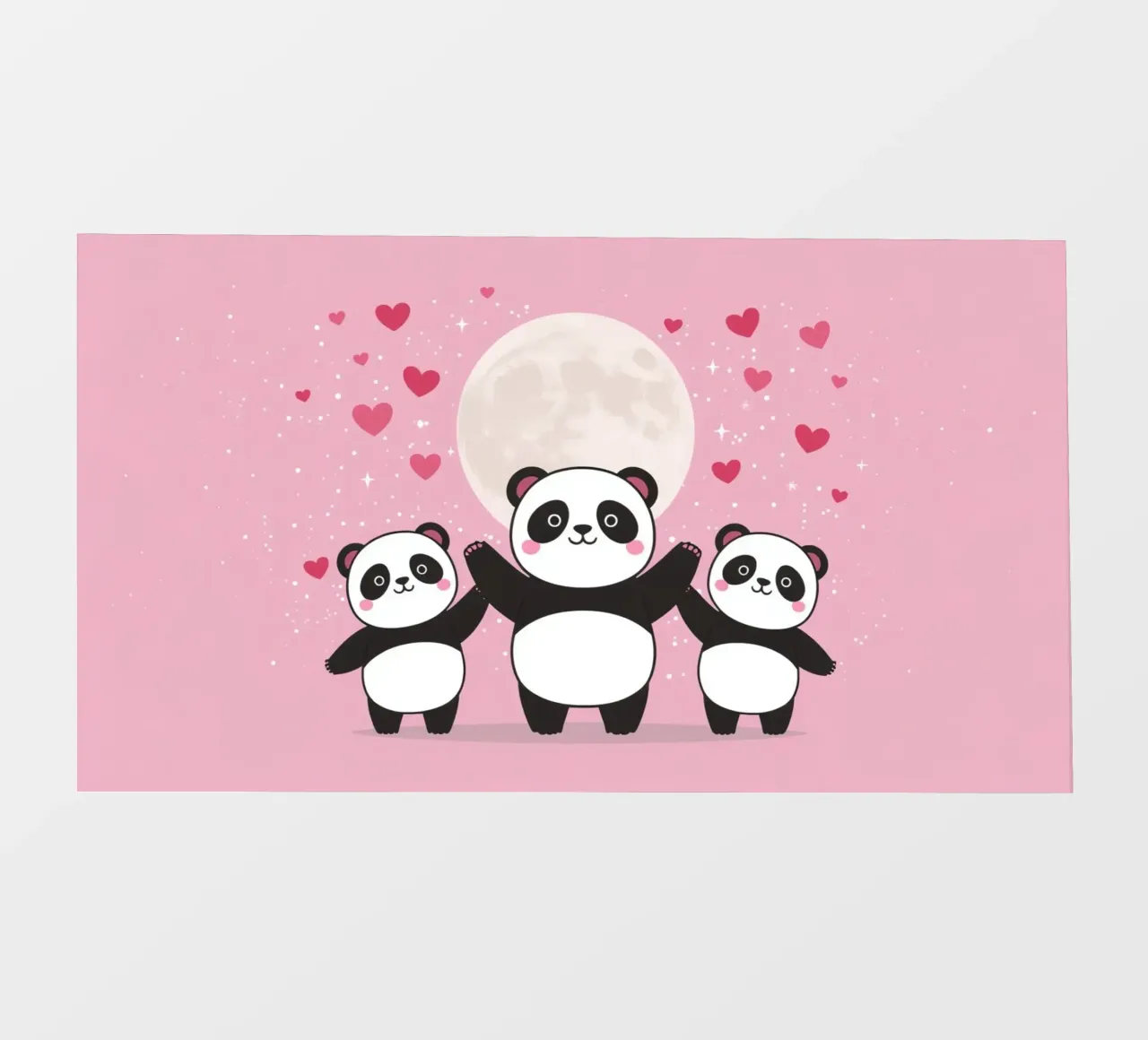 Amour mignon Trois pandas et une lune avec des cœurs bâche pvc de DesignDoodle