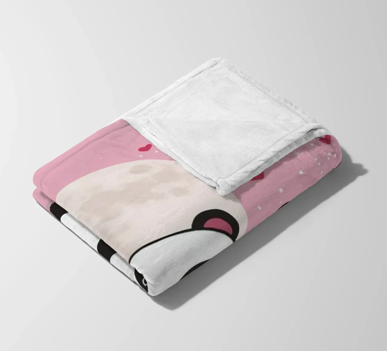 Amour mignon Trois pandas et une lune avec des cœurs plaid polaire de DesignDoodle