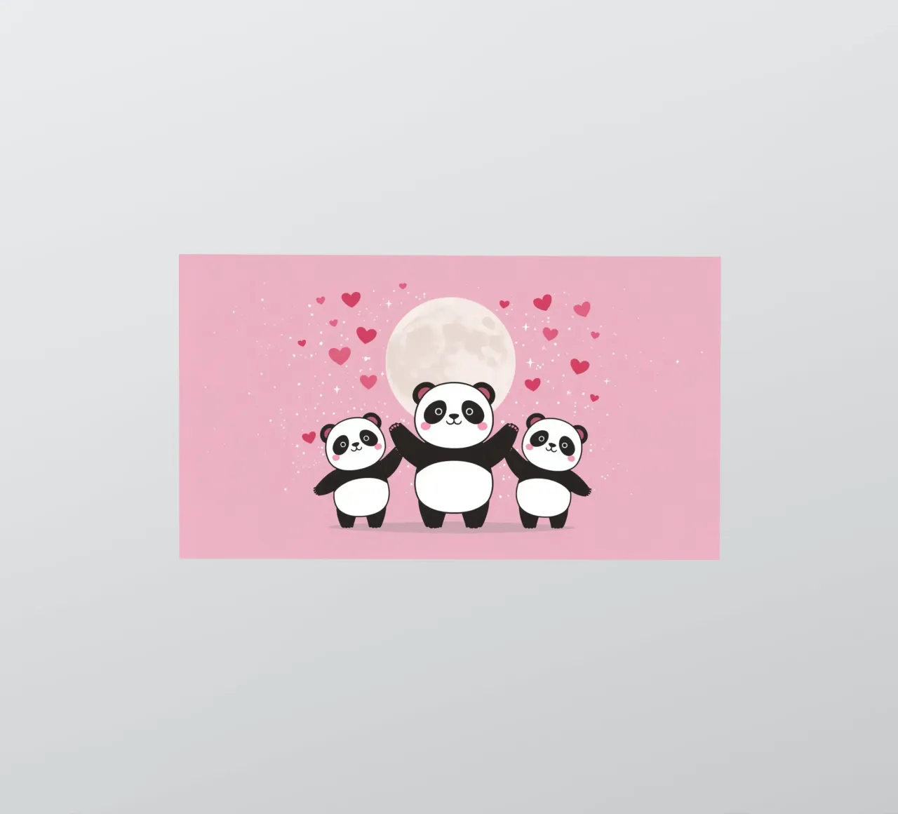 Amour mignon Trois pandas et une lune avec des cœurs autocollant de DesignDoodle