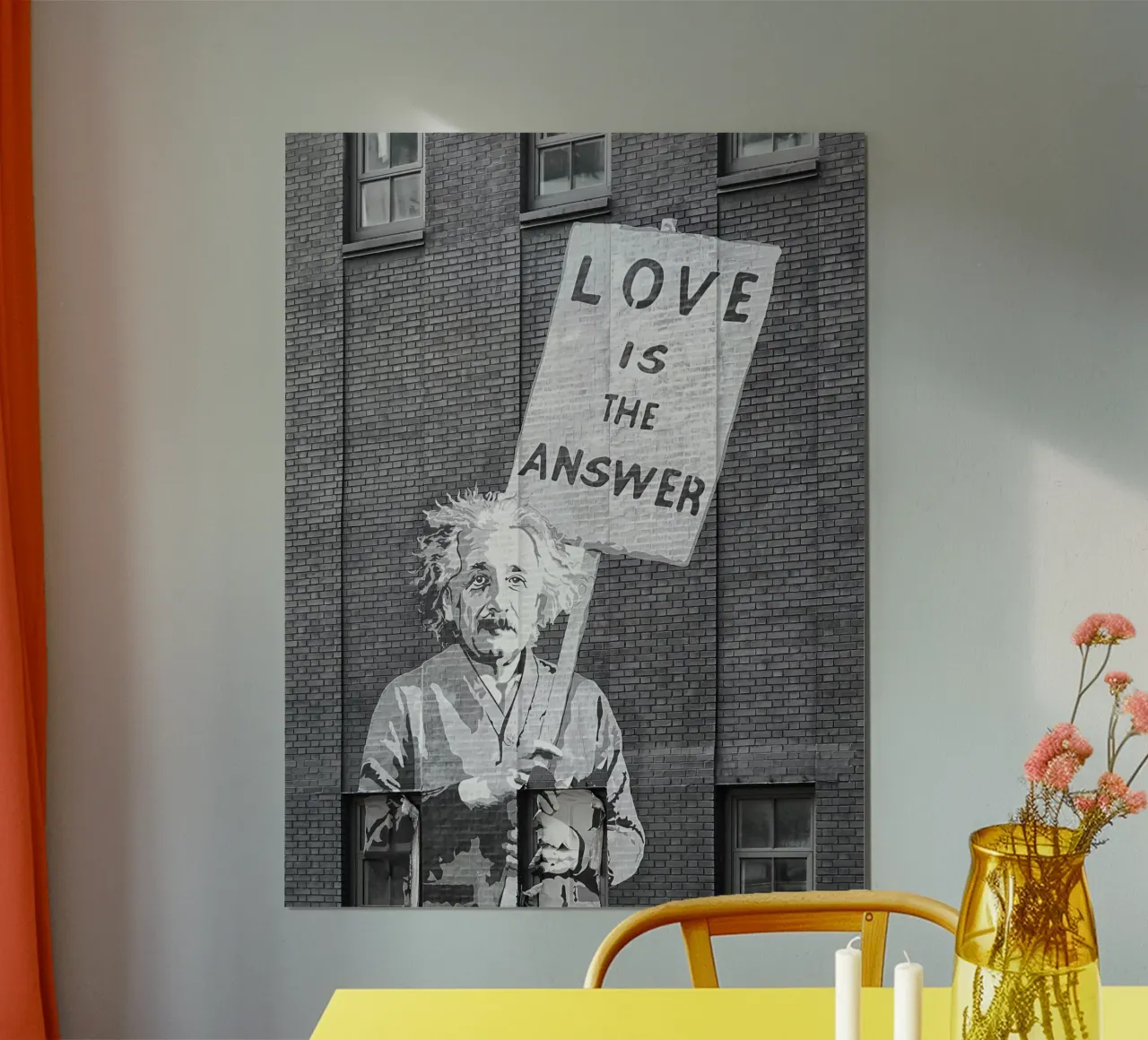 Einstein - Love Is The Answer poster con telaio in plastica da Autofocus