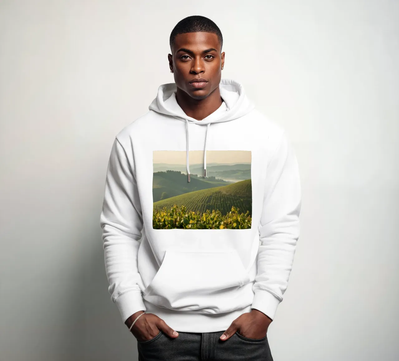 Colline del vigneto all'alba felpa con cappuccio da DesignDoodle