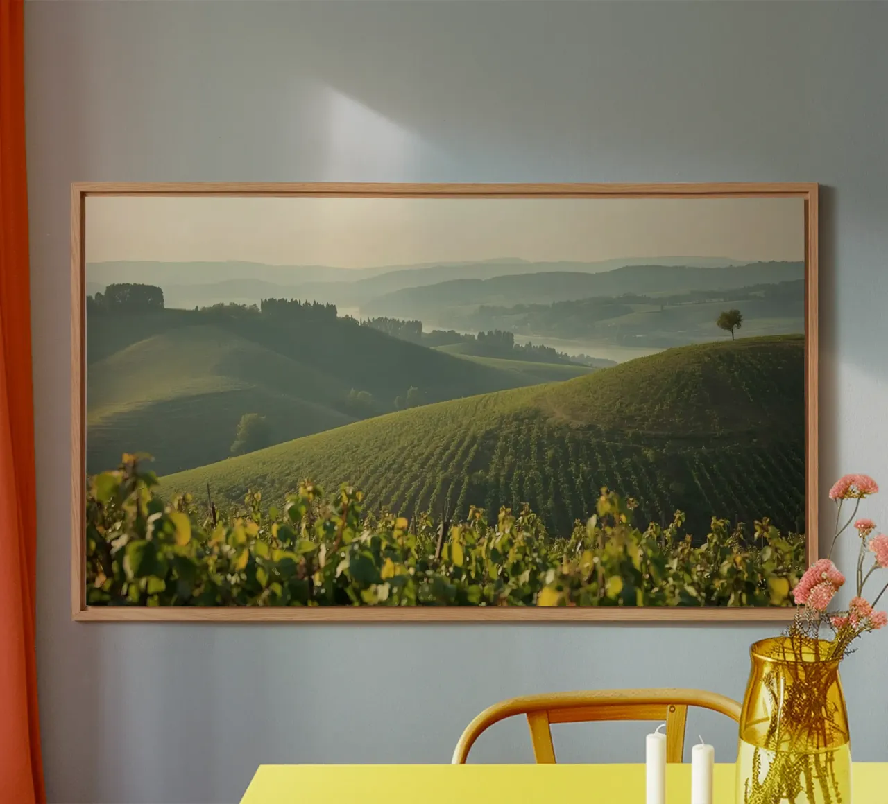 Colline del vigneto all'alba alluminio dibond da DesignDoodle