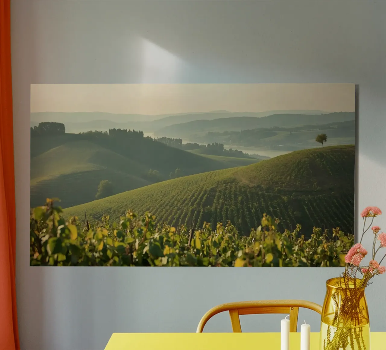 Colline del vigneto all'alba alluminio dibond da DesignDoodle