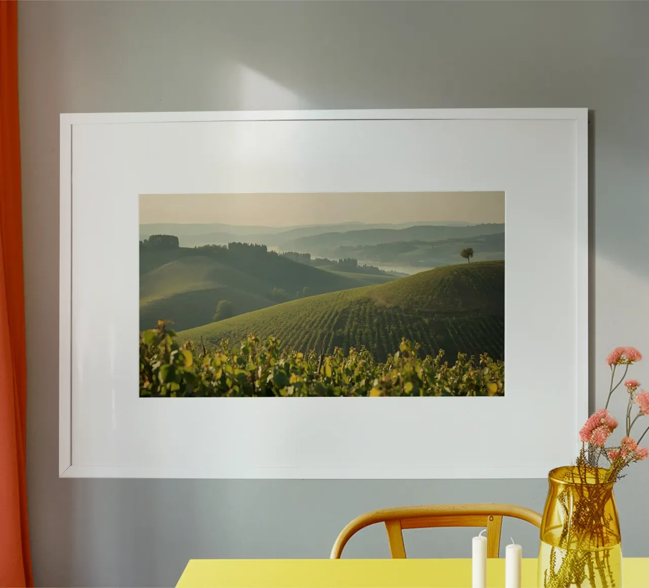 Colline del vigneto all'alba carta hahnemühle da DesignDoodle