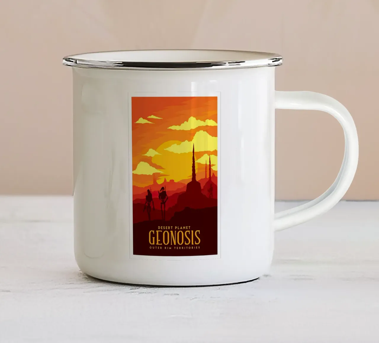 Desert Planet Geonosis tazza in smalto da Robert Hoff