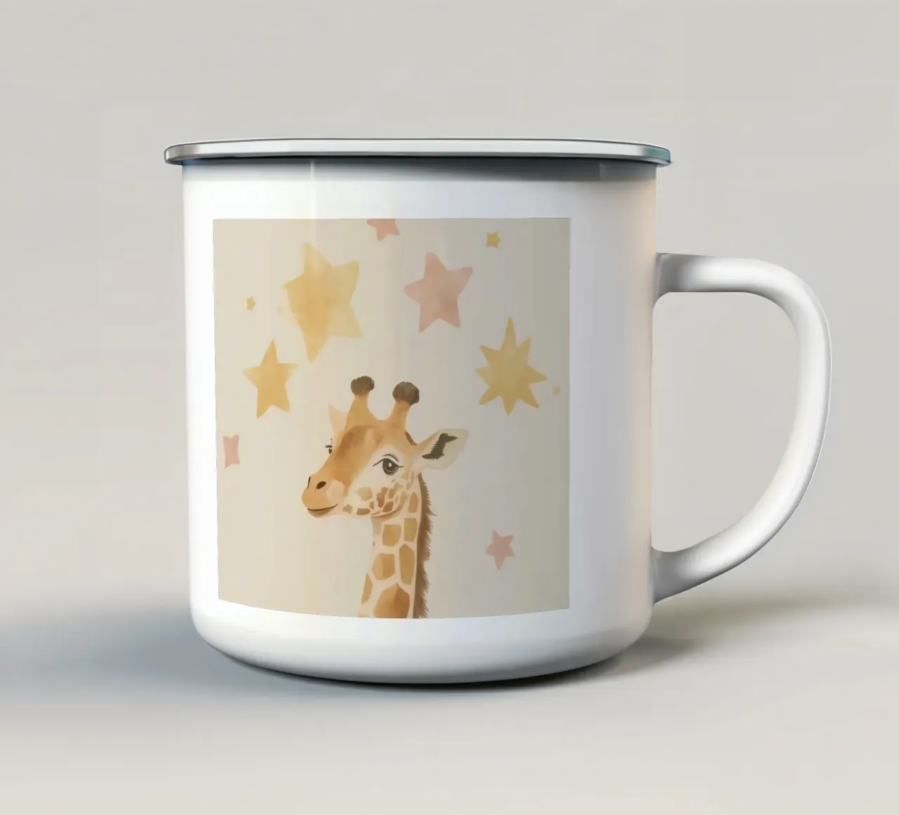 Giraffa acquerellata e stelle, carina e fiduciosa tazza in smalto da DesignDoodle