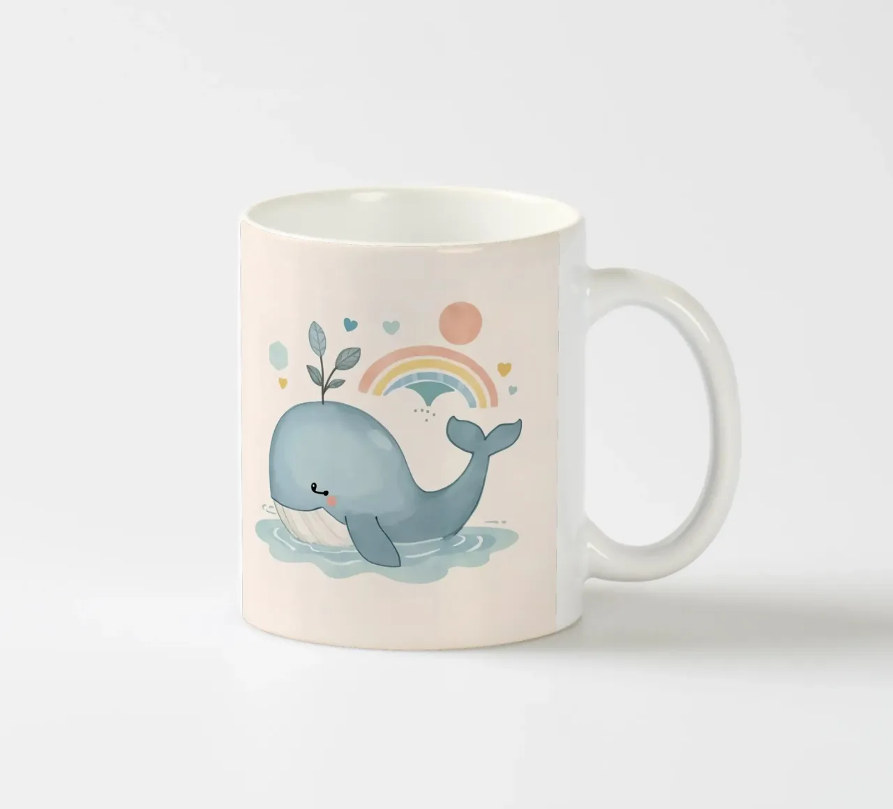 Balena carina con arcobaleno e sole tazza in ceramica da DesignDoodle
