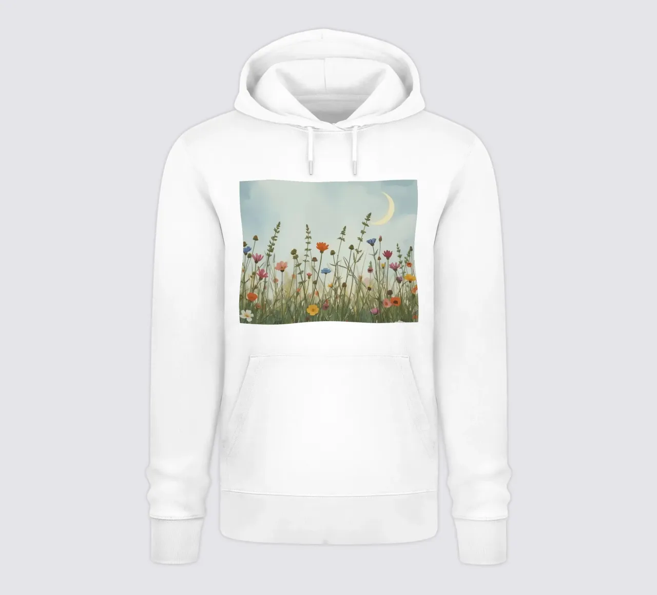 Fiori selvatici e mezzaluna felpa con cappuccio da DesignDoodle