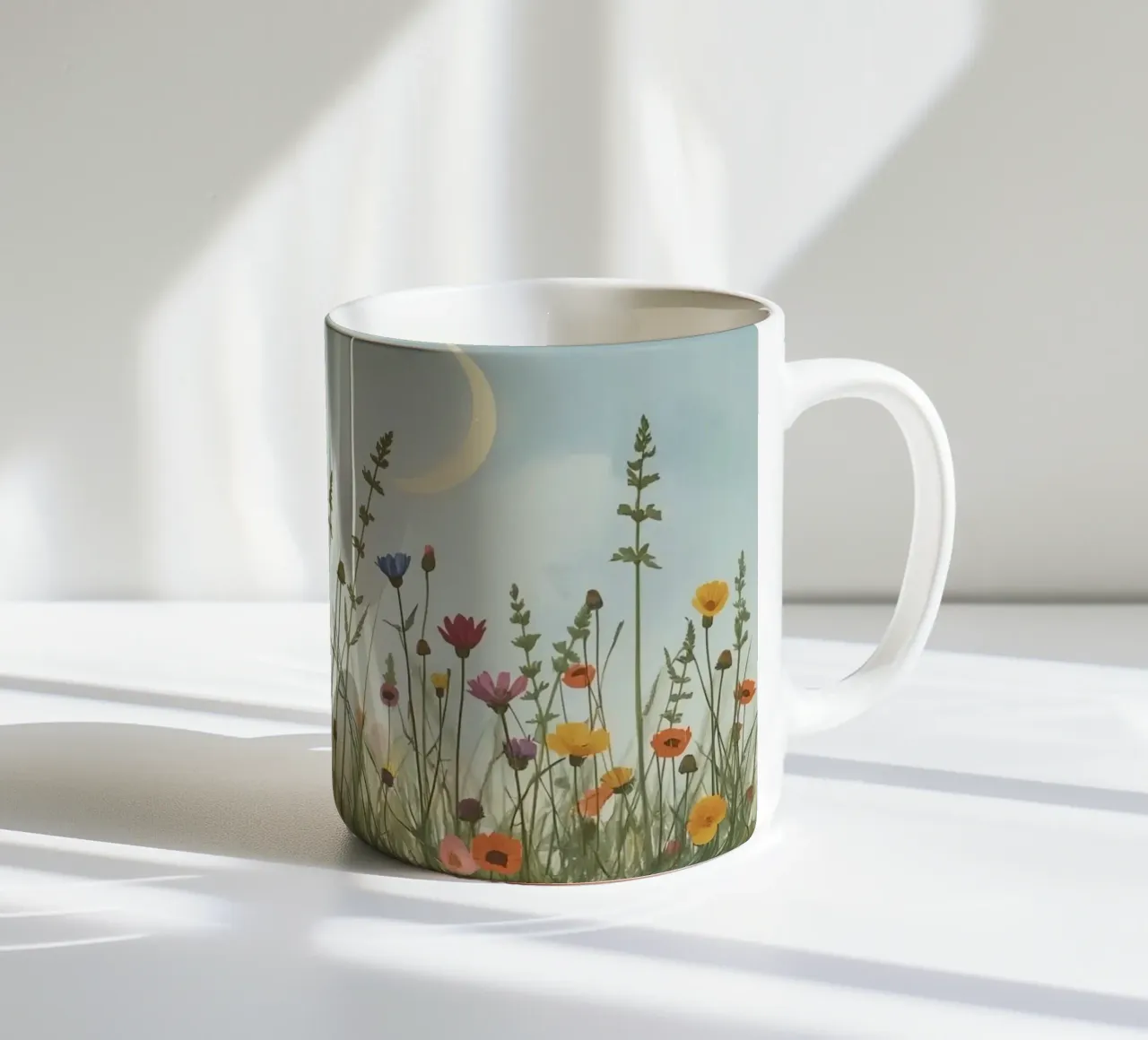 Fiori selvatici e mezzaluna tazza in ceramica da DesignDoodle