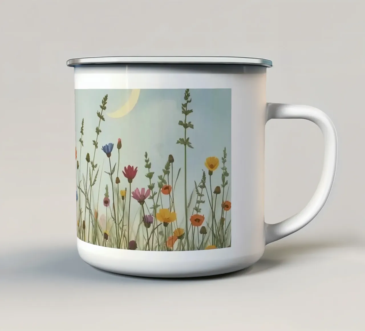 Fiori selvatici e mezzaluna tazza in smalto da DesignDoodle