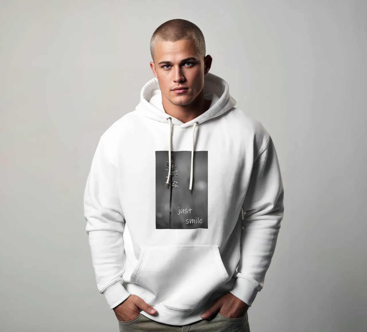 Una flor de prado en blanco y negro con una frase sudadera con capucha de Something for you