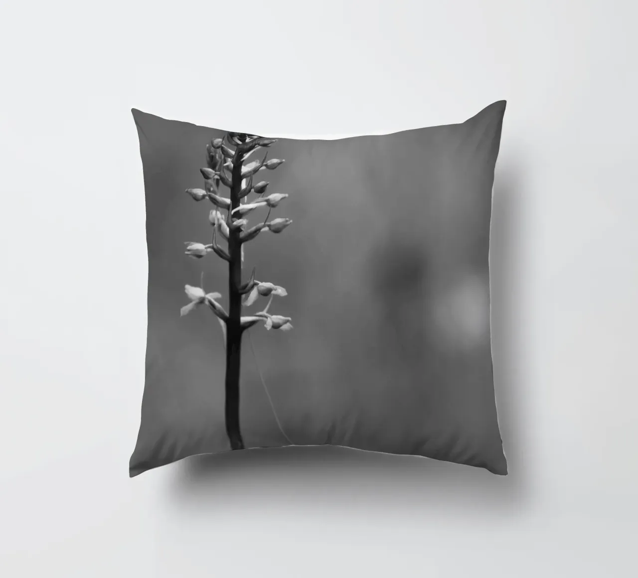 Un fiore di prato in bianco e nero con la scritta cuscino da Something for you