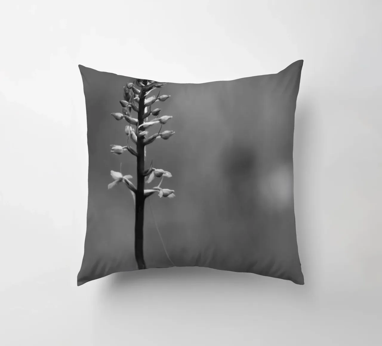 Un fiore di prato in bianco e nero con la scritta cuscino da Something for you