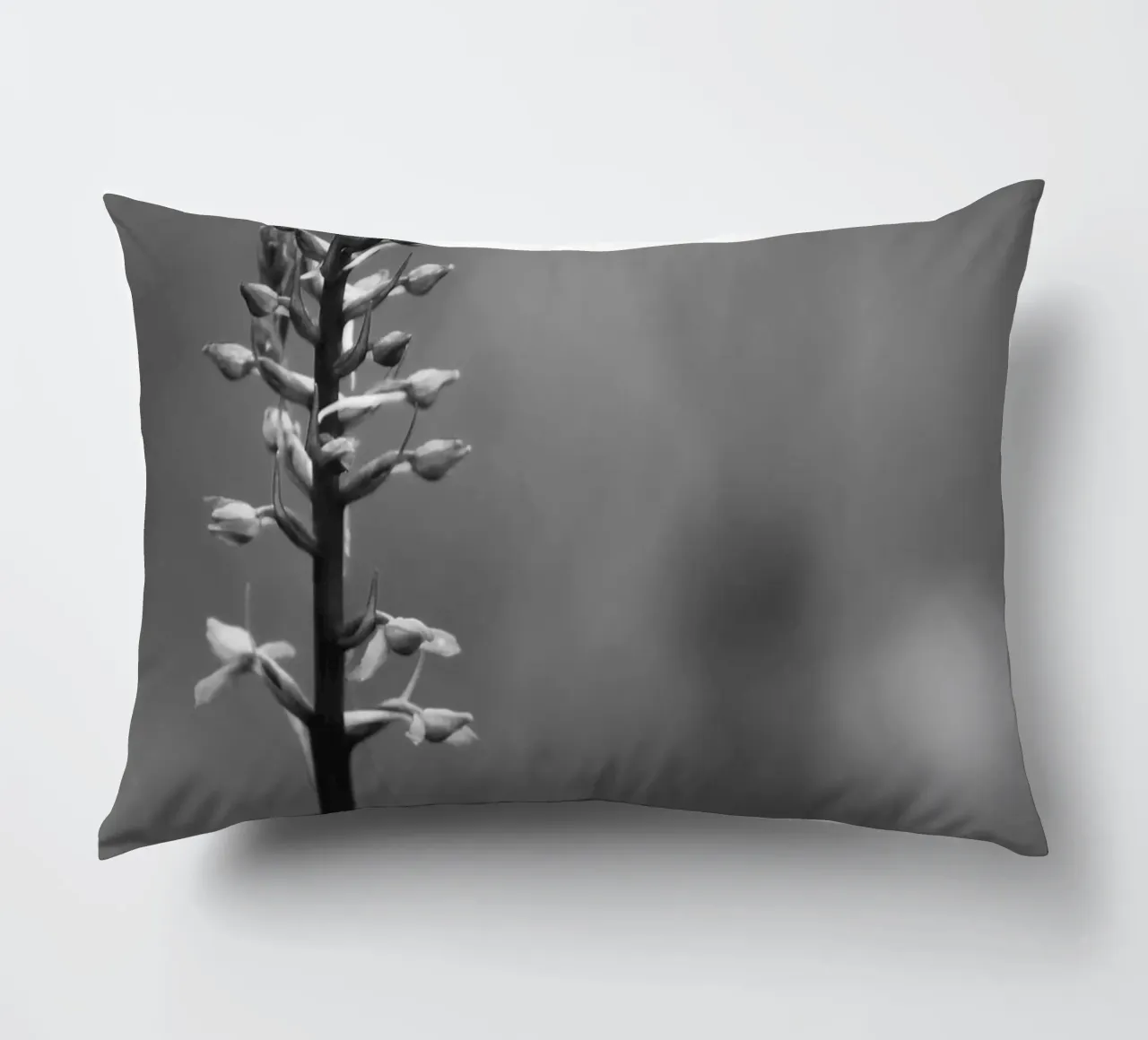 Un fiore di prato in bianco e nero con la scritta cuscino da Something for you