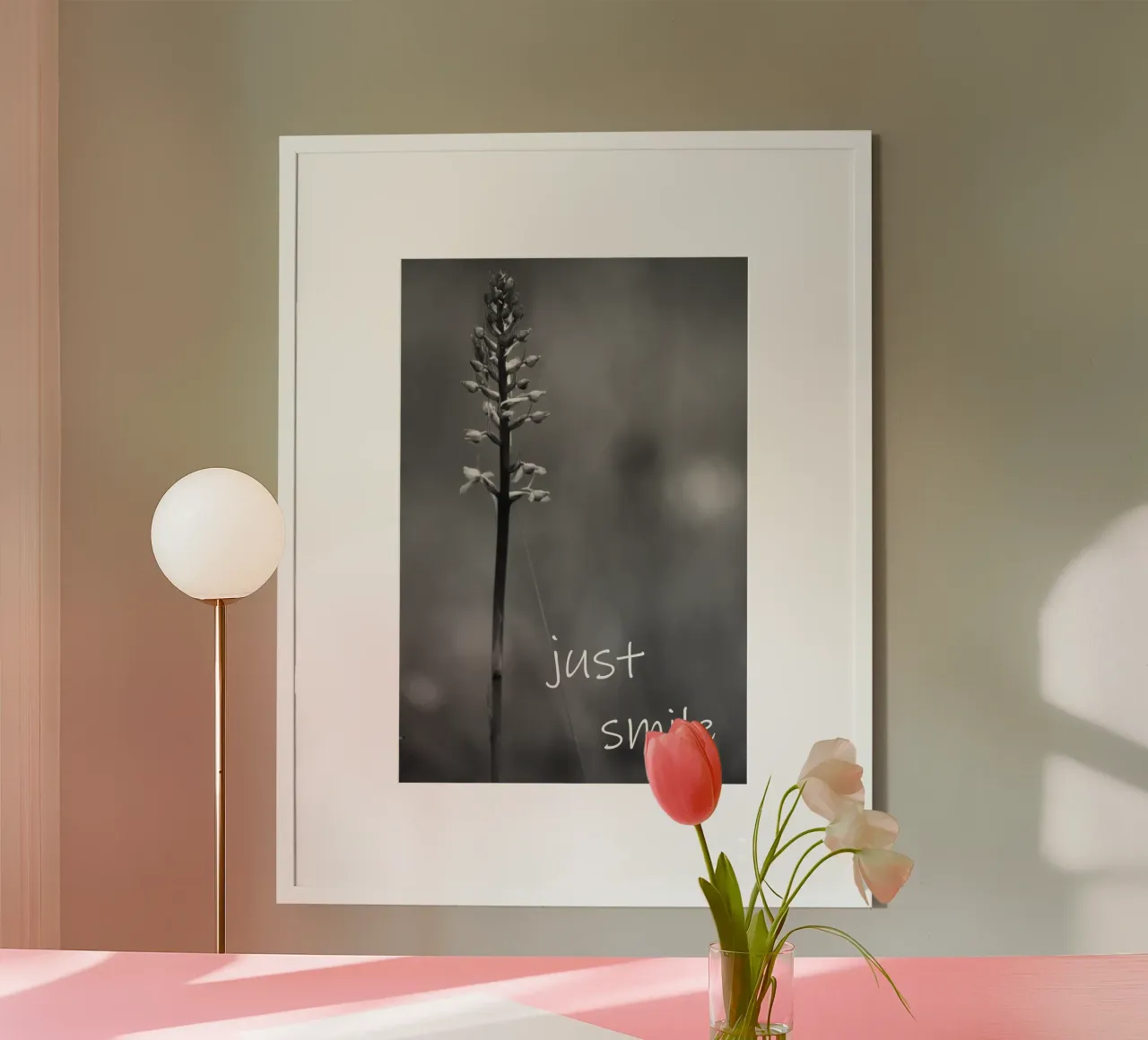 Un fiore di prato in bianco e nero con la scritta poster da Something for you