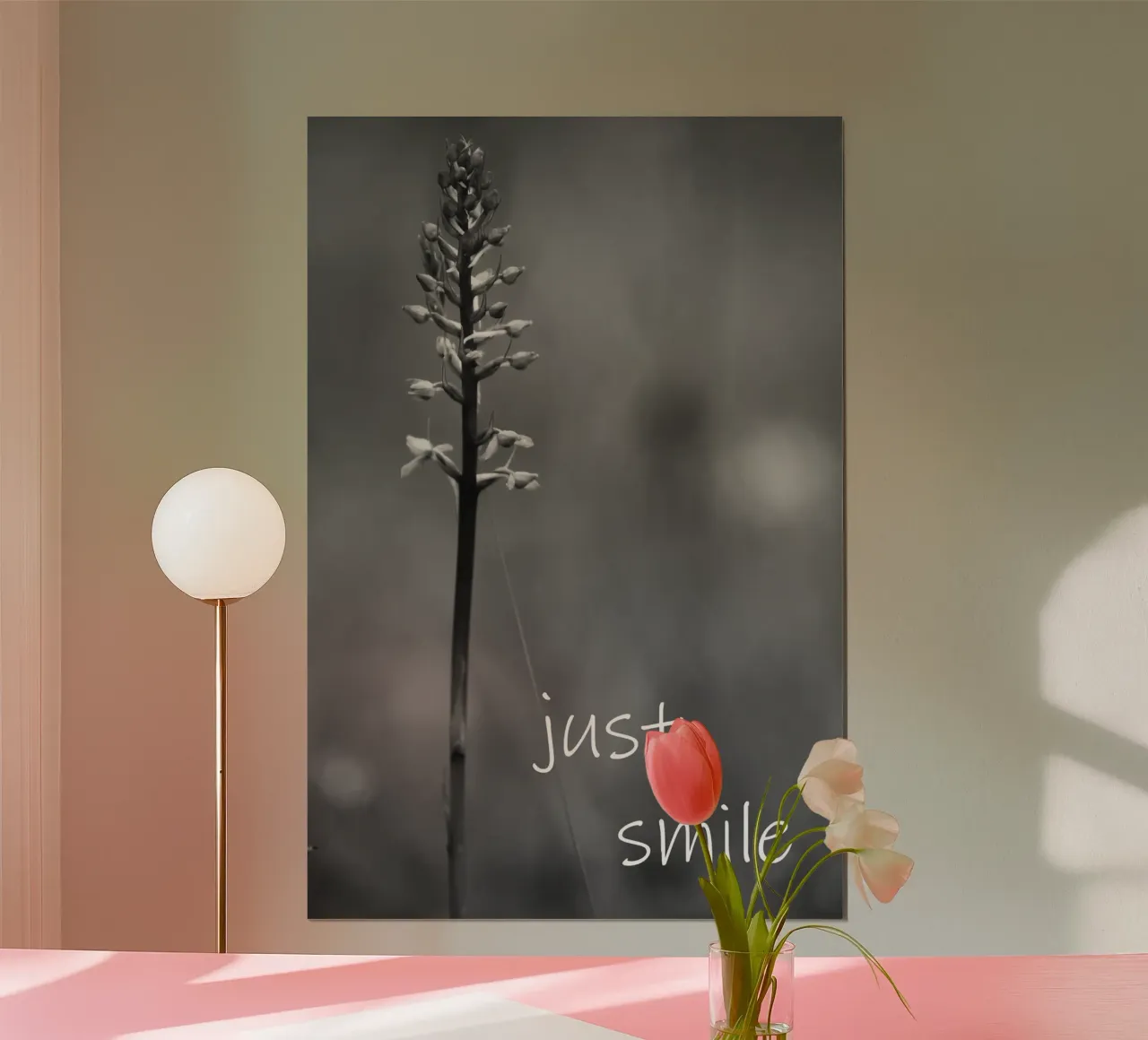 Un fiore di prato in bianco e nero con la scritta poster da Something for you
