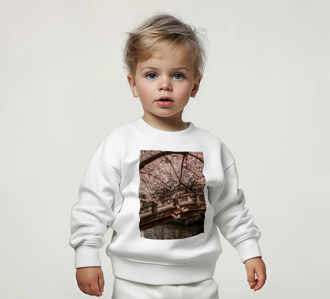 Ponte ad arco in legno con fiori di ciliegio in fiore felpa neonato da DesignDoodle
