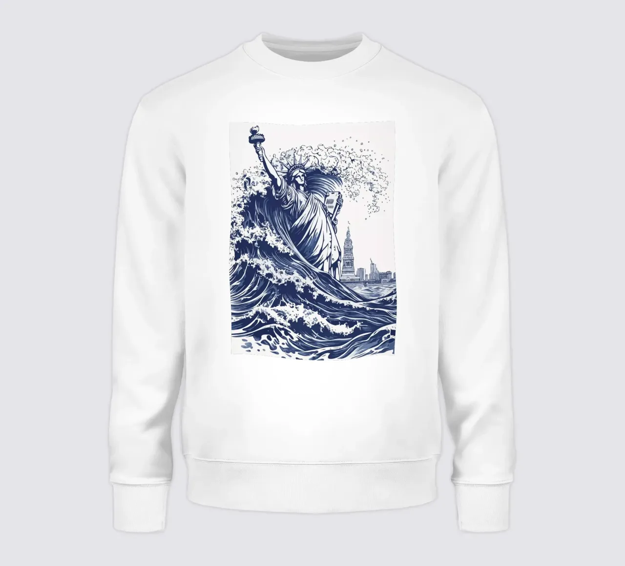 big wave and the statue of liberty felpa da edsonramosart