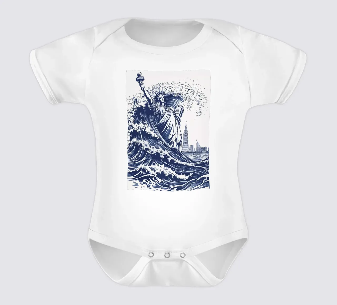 big wave and the statue of liberty body neonato maniche corte da edsonramosart