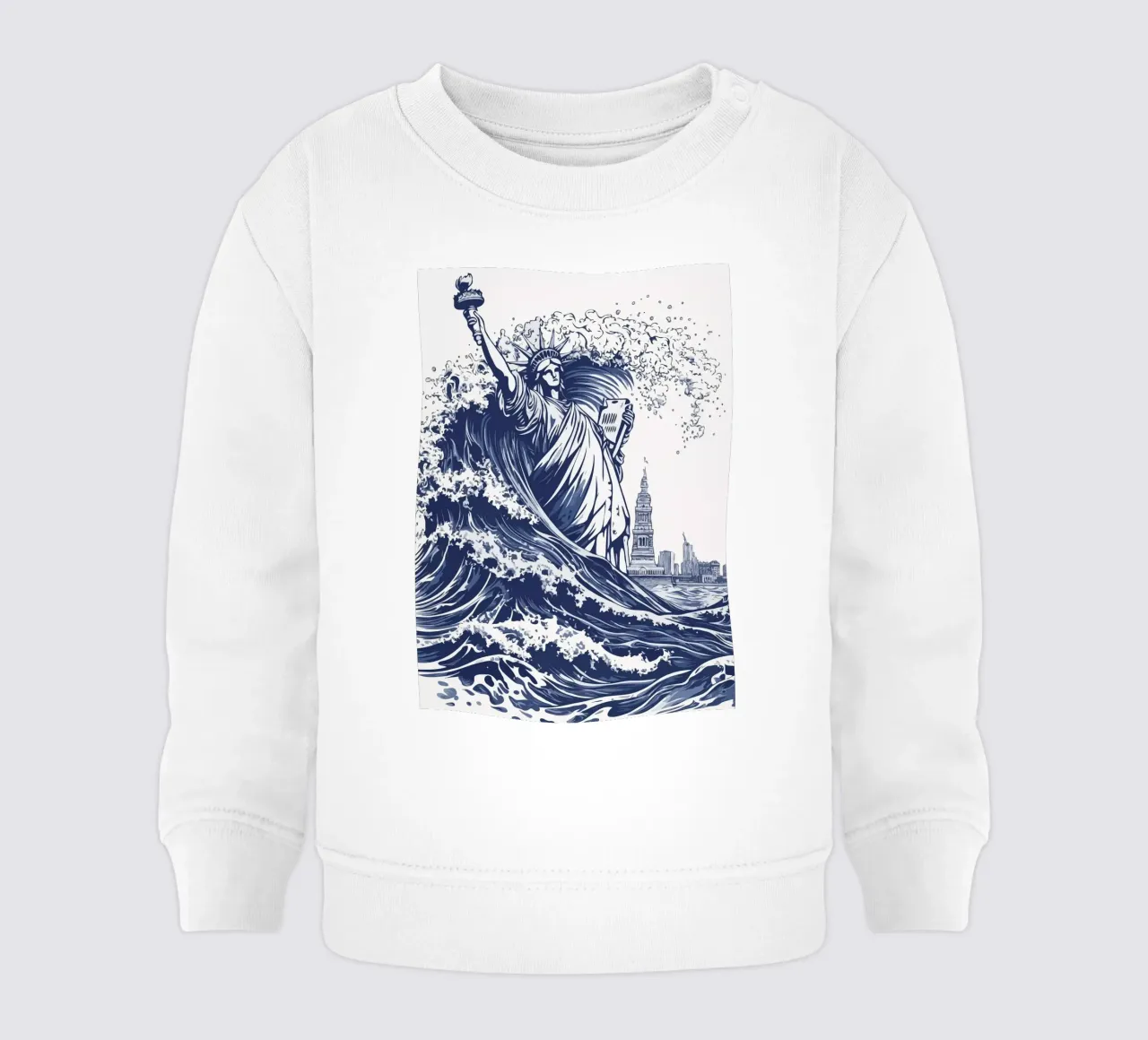 big wave and the statue of liberty felpa neonato da edsonramosart
