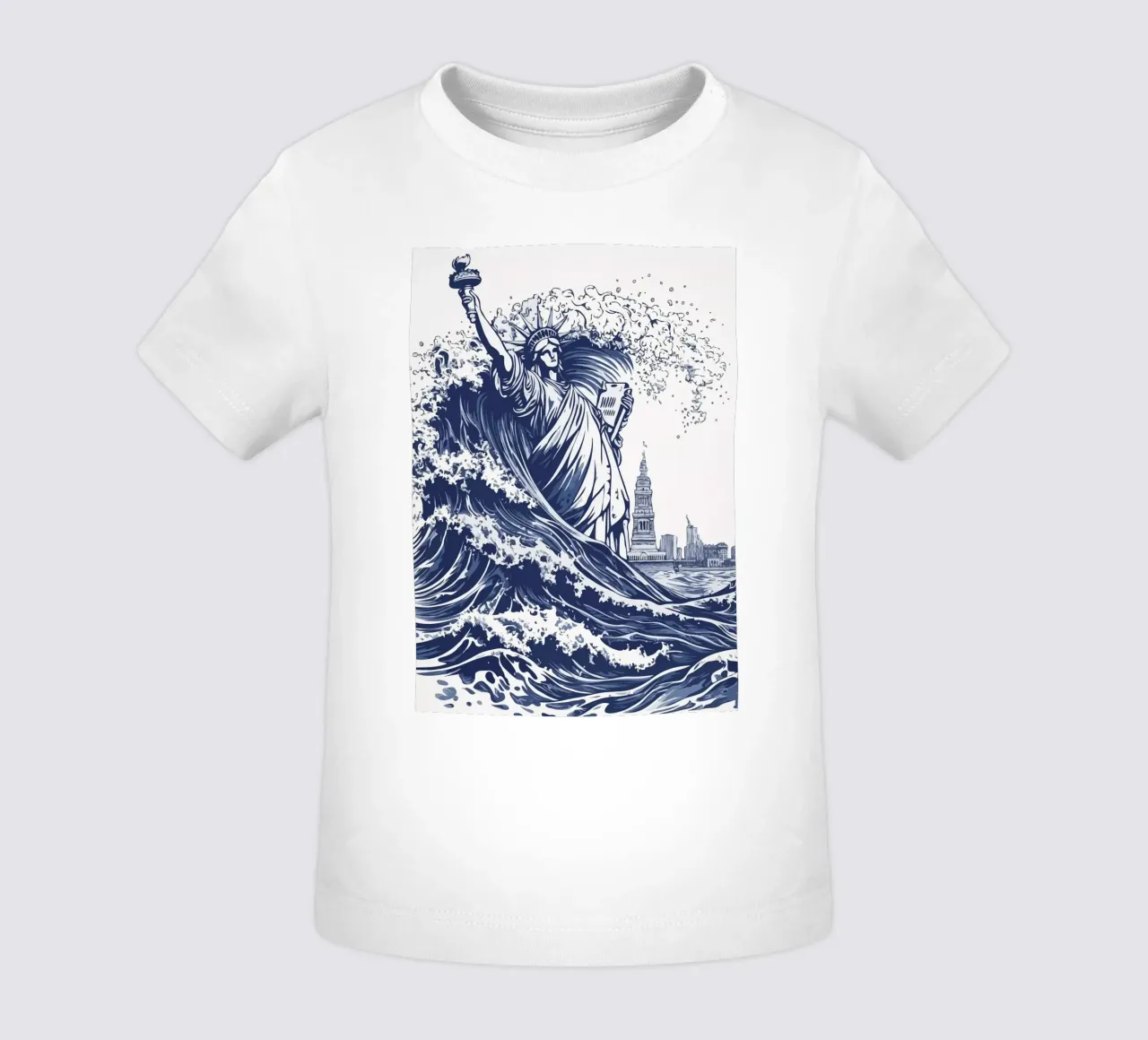 big wave and the statue of liberty maglietta neonato da edsonramosart