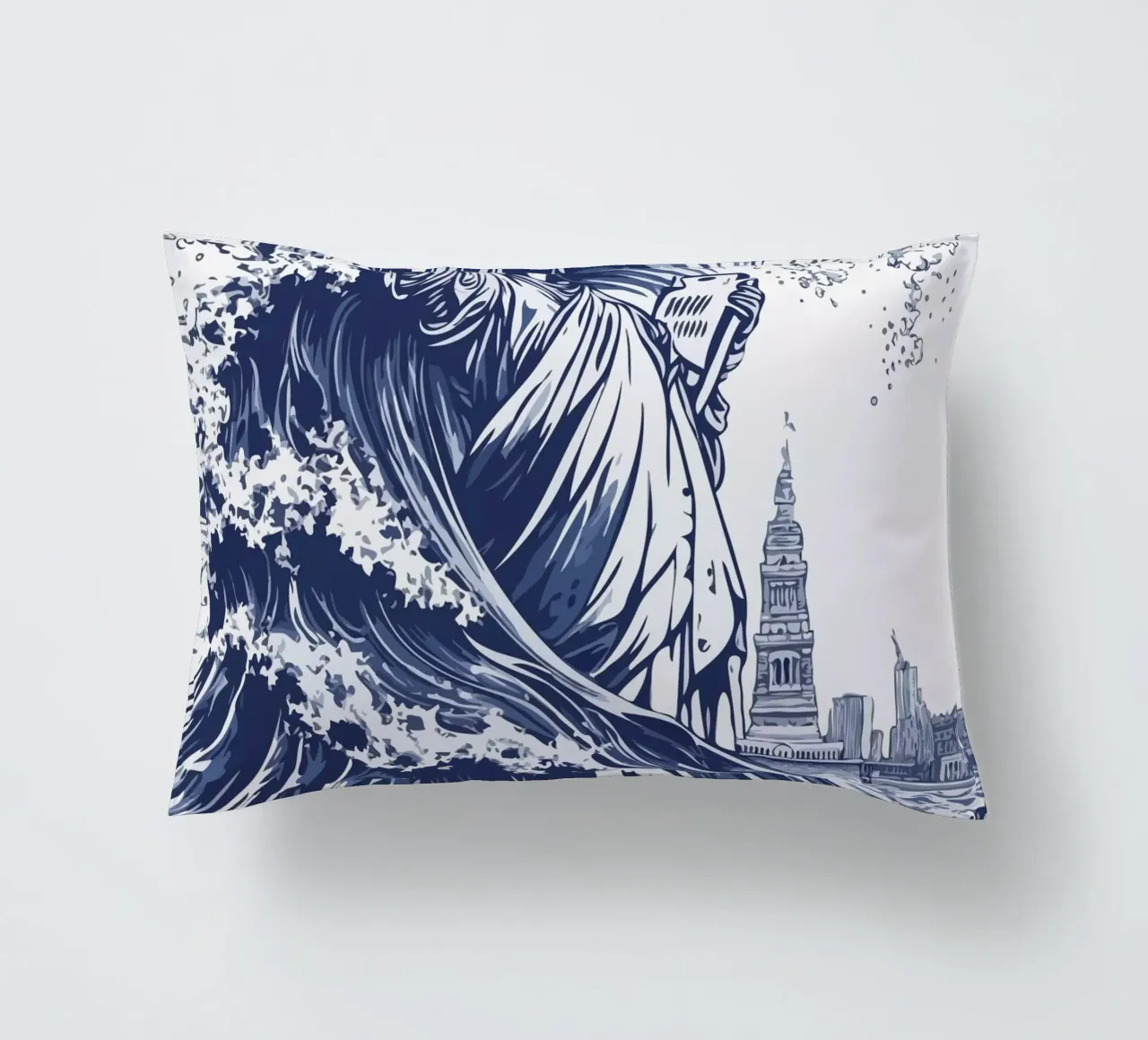big wave and the statue of liberty cuscino da edsonramosart
