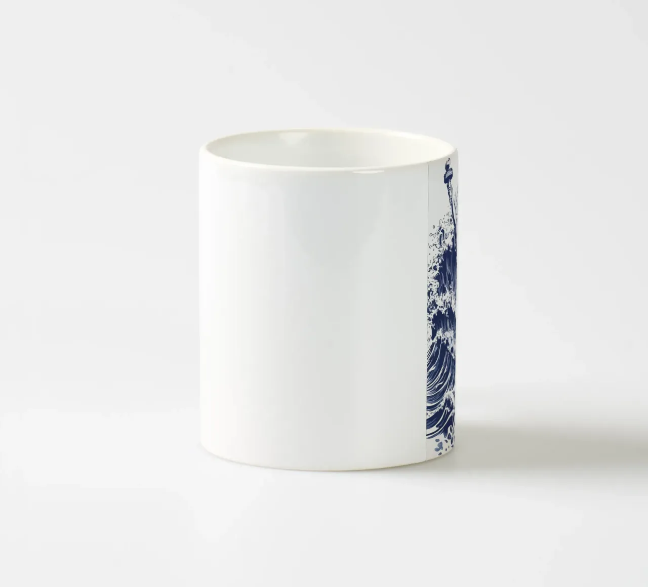 big wave and the statue of liberty tazza in ceramica da edsonramosart