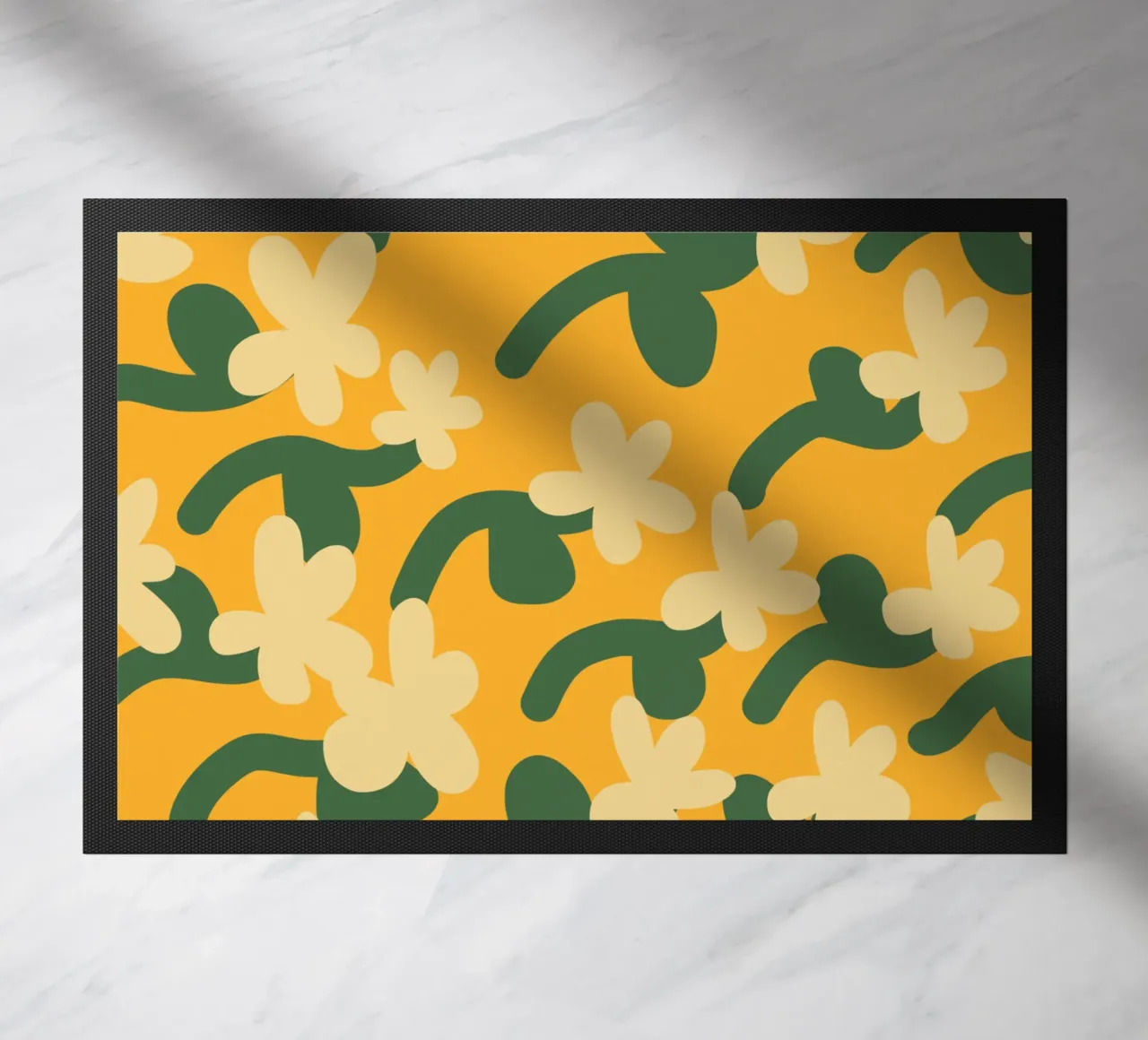 Yellow flower repeat pattern doormat by Little Dean