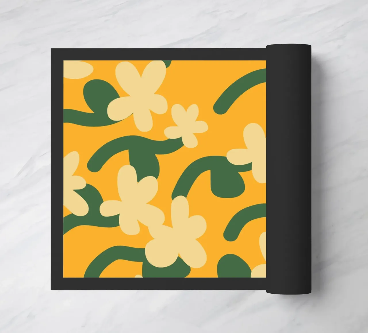 Yellow flower repeat pattern doormat by Little Dean