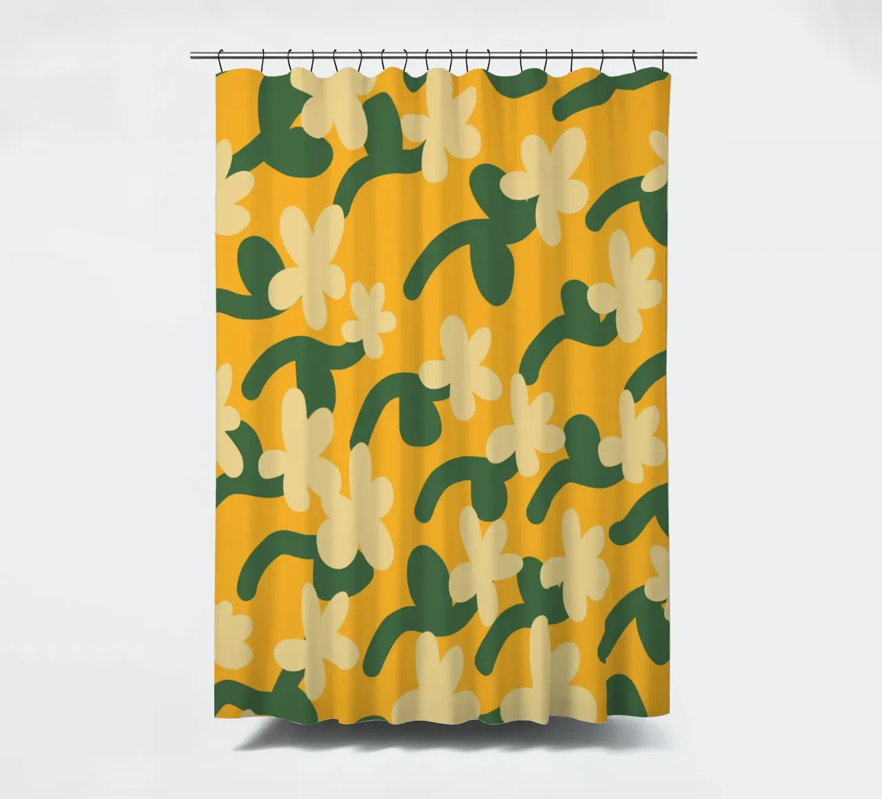 Yellow flower repeat pattern Duschvorhang von Little Dean