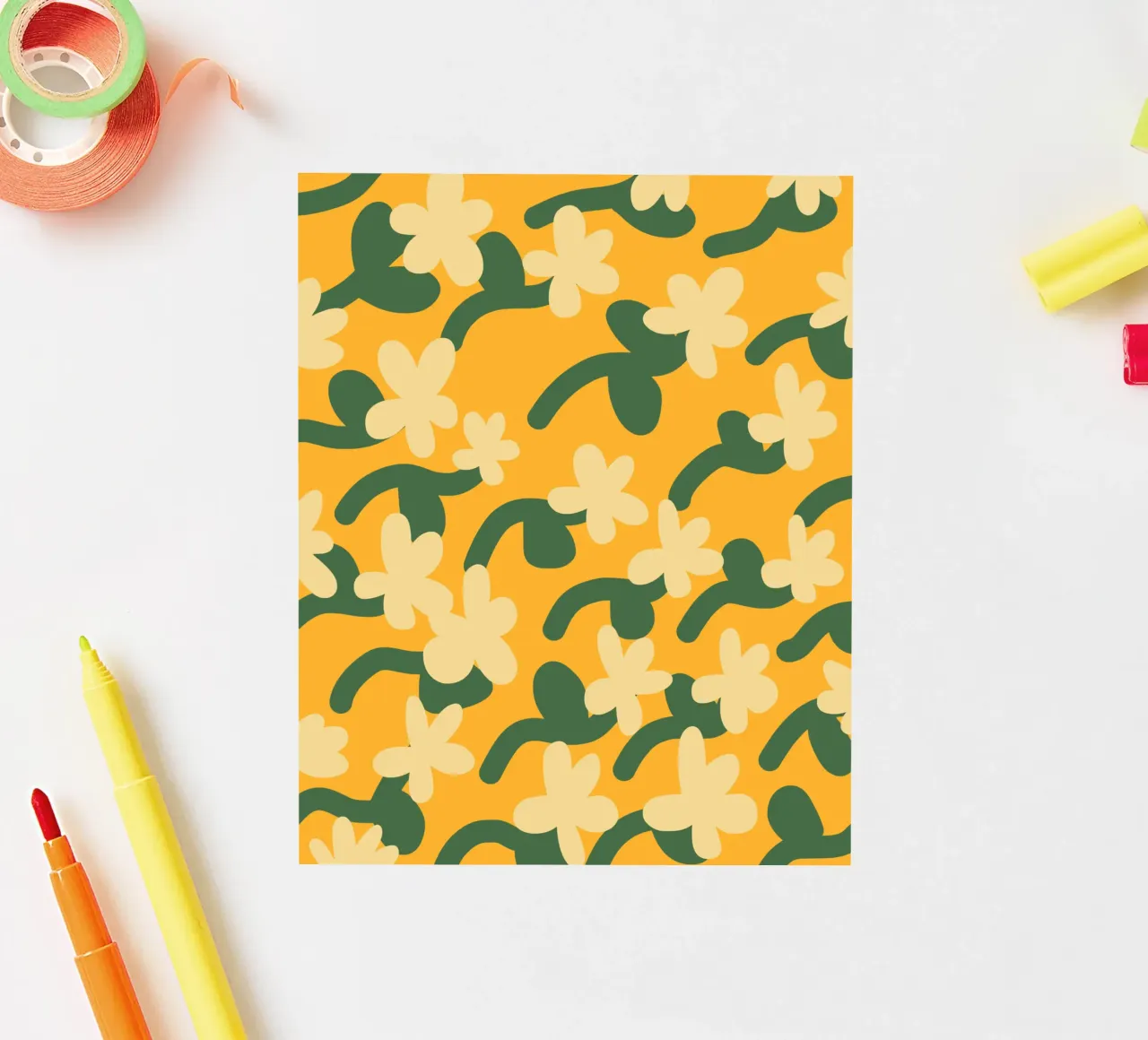 Yellow flower repeat pattern sticker by Little Dean