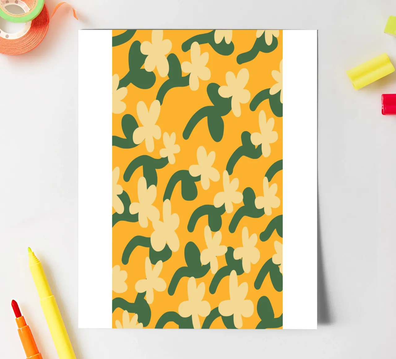 Yellow flower repeat pattern sticker sheet by Little Dean